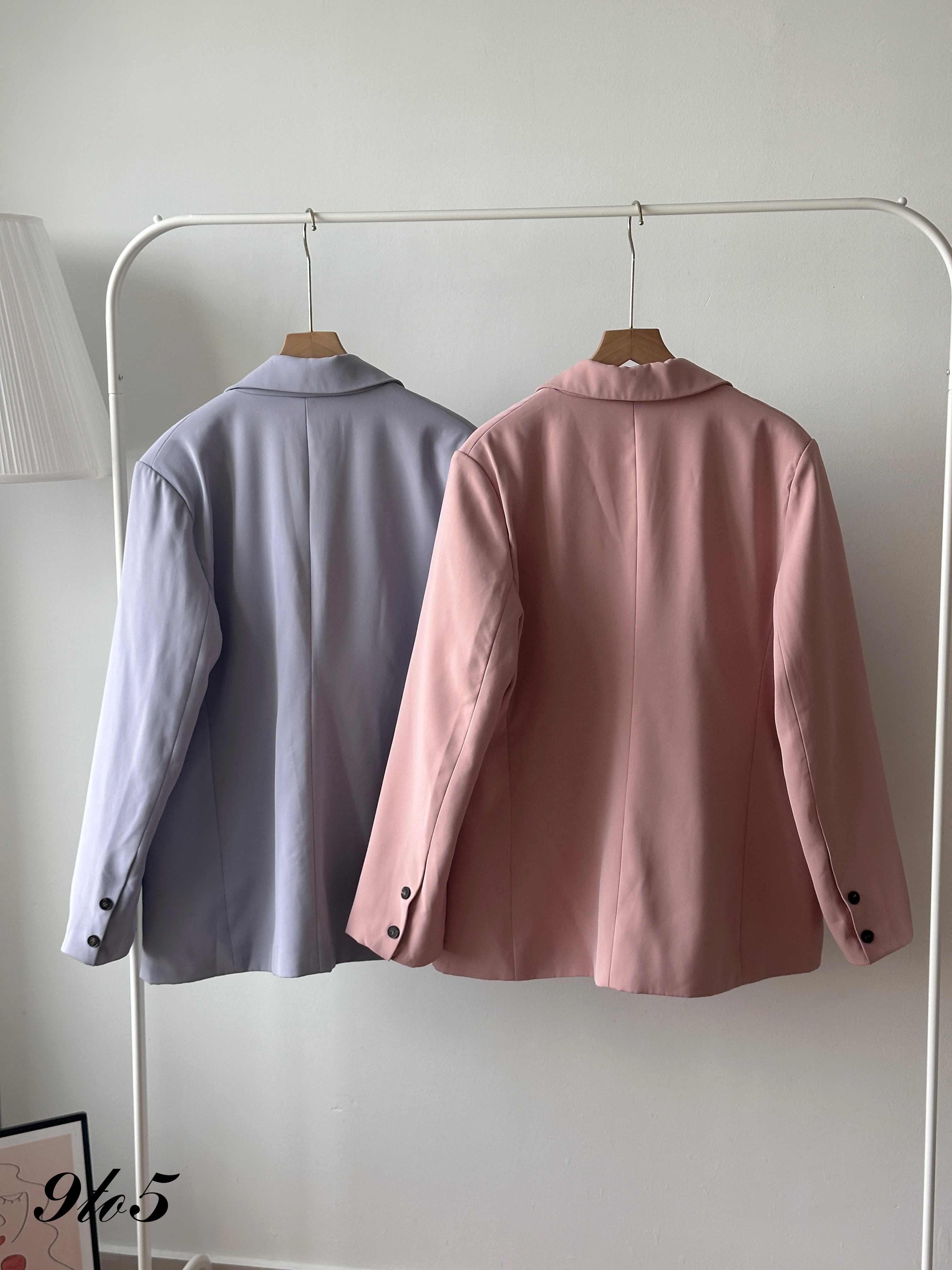 T4364 Long Sleeve Oversized Blazer - Pink & Purple