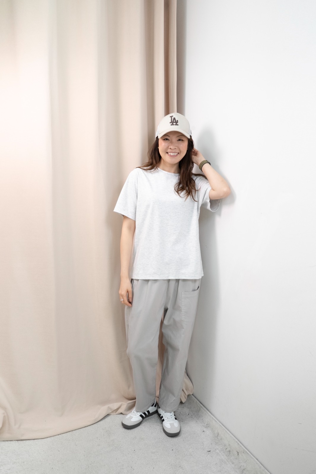 好穿微鬆Tee（淺花灰色）