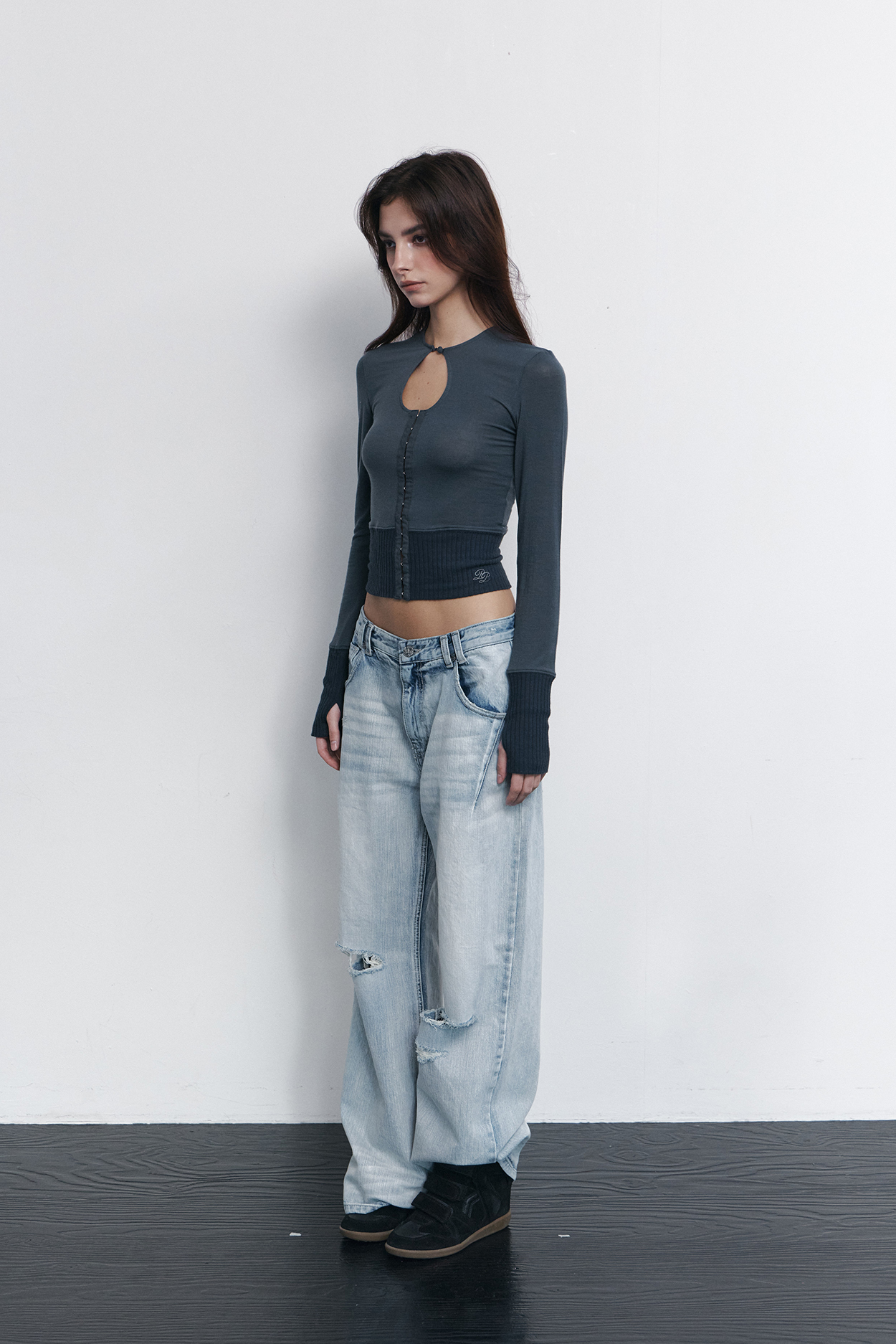 pleaseNOFOLLOW - Ollie Hooked Cardigan (Pale Charcoal)