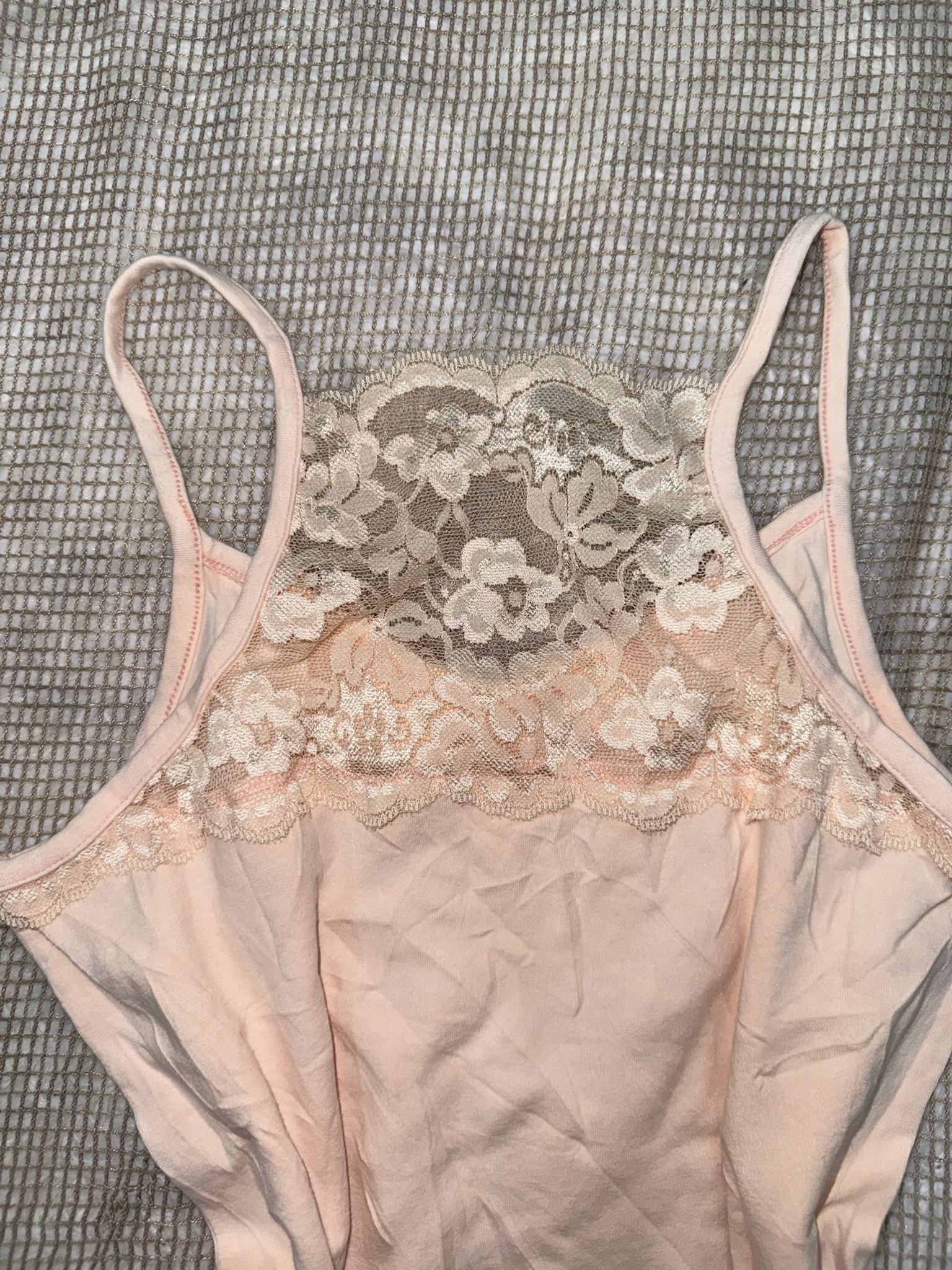 Peach Pink Floral Lace Camisole