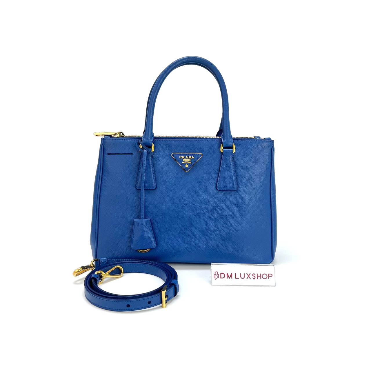 Prada Blue Saffiano Lux Tote GHW