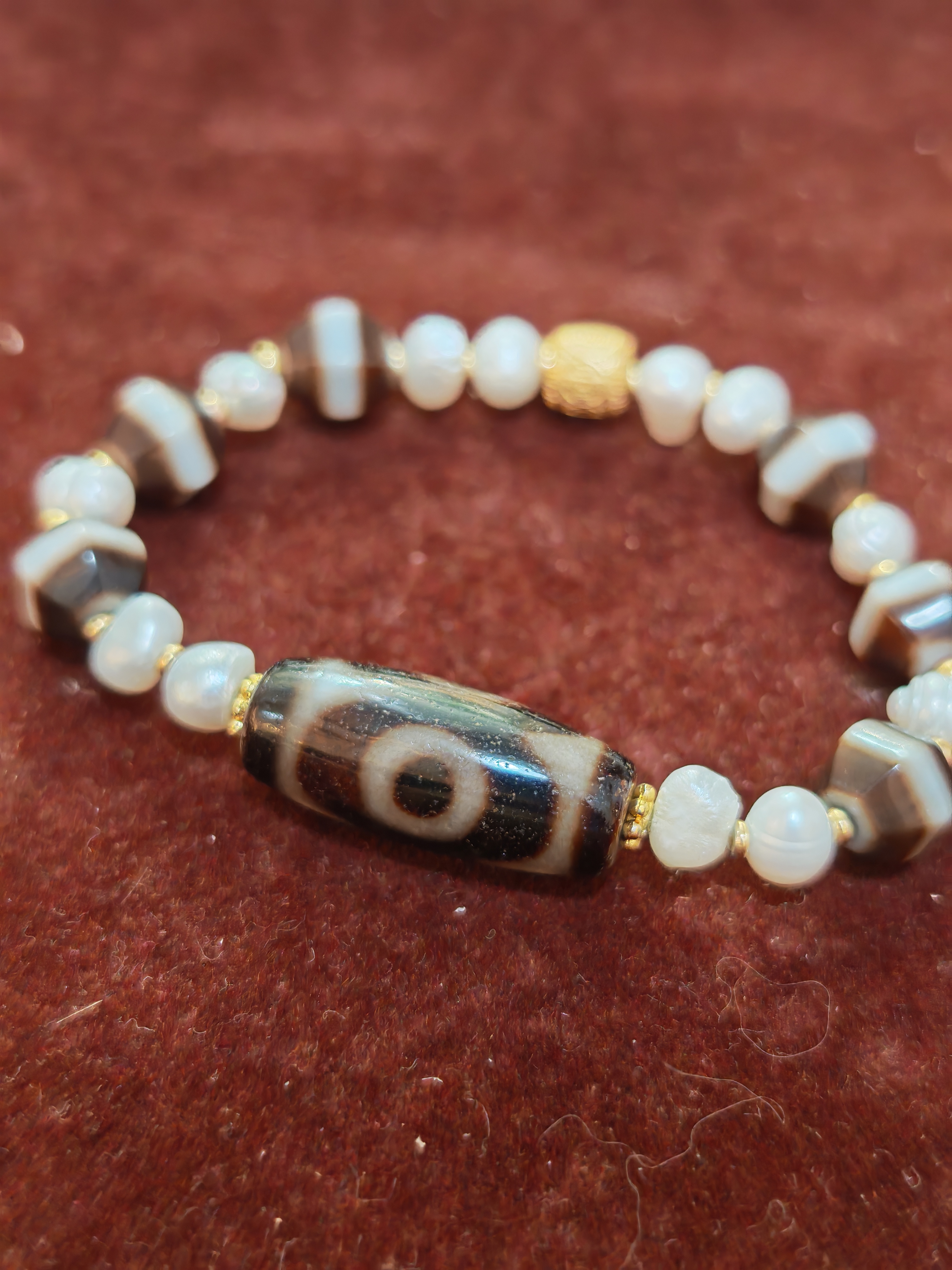 「黑白三眼天珠」26045