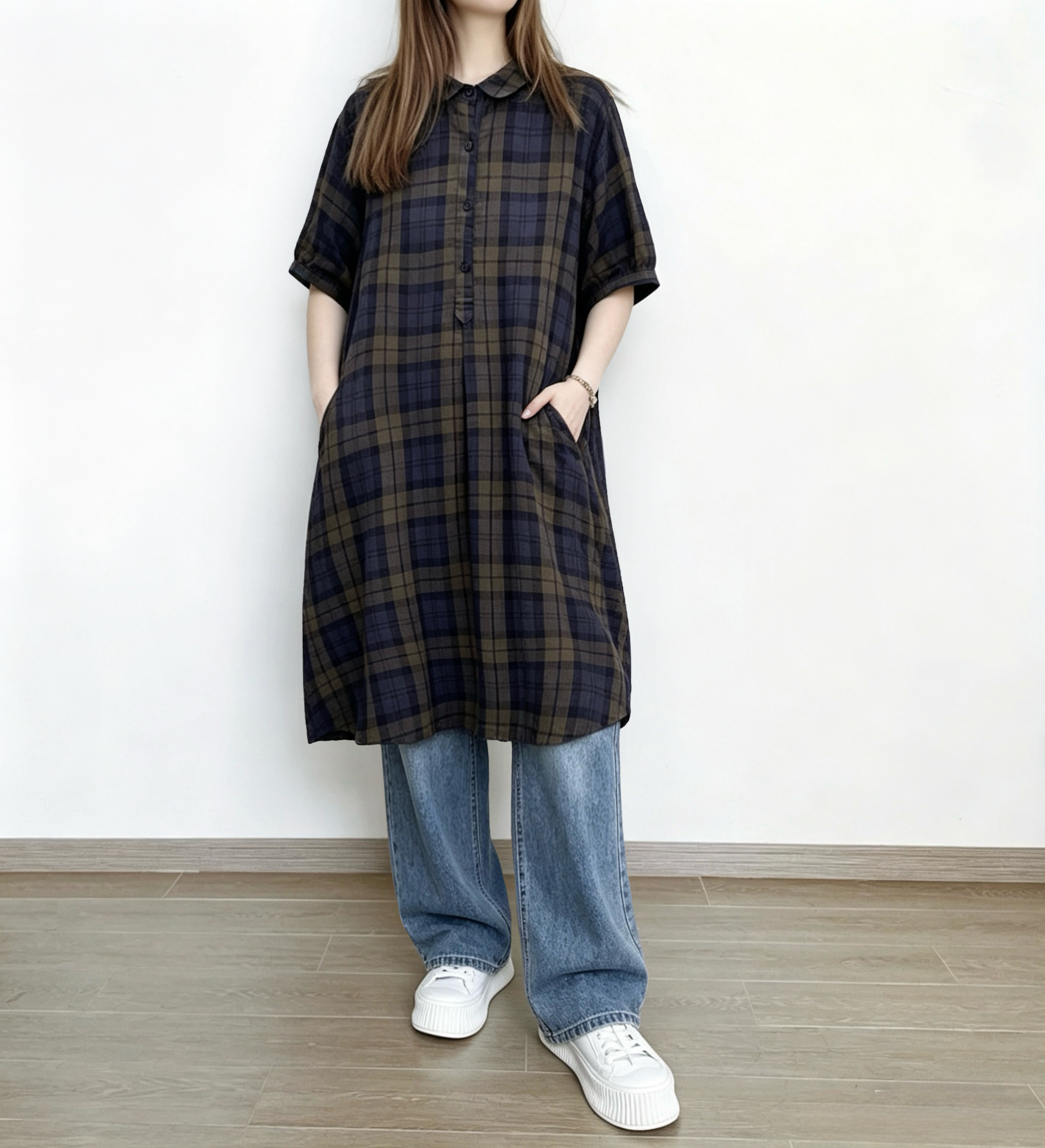 🌼春夏優惠🍀 日系撞色格紋Ops