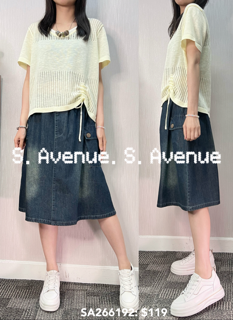 SA266192: 短袖假兩件束腳線top