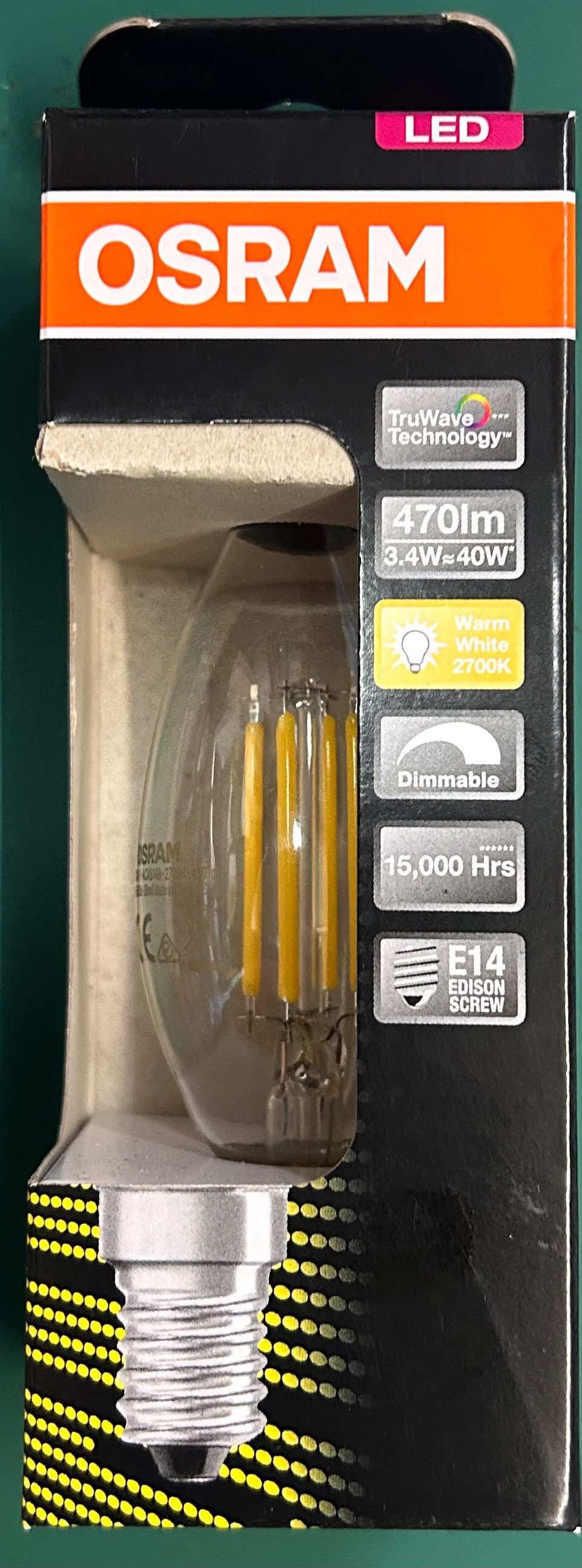 OSRAM LED BULB 3.4W Warm White 2700k E14 AC45169