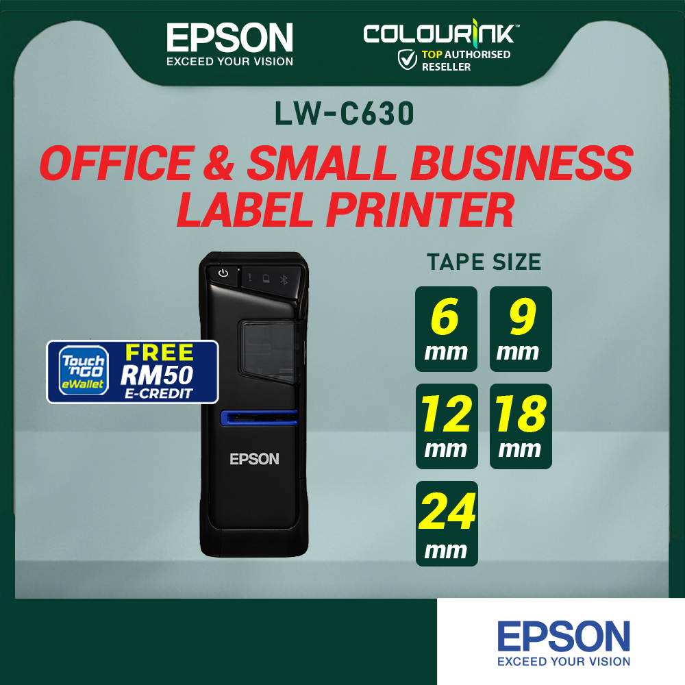 EPSON LabelWorks LW-C630 Label Printer  Bluetooth | Mobile Printing | QR Code | Barcode | LW-600P PT-D600 P700 H110 D210