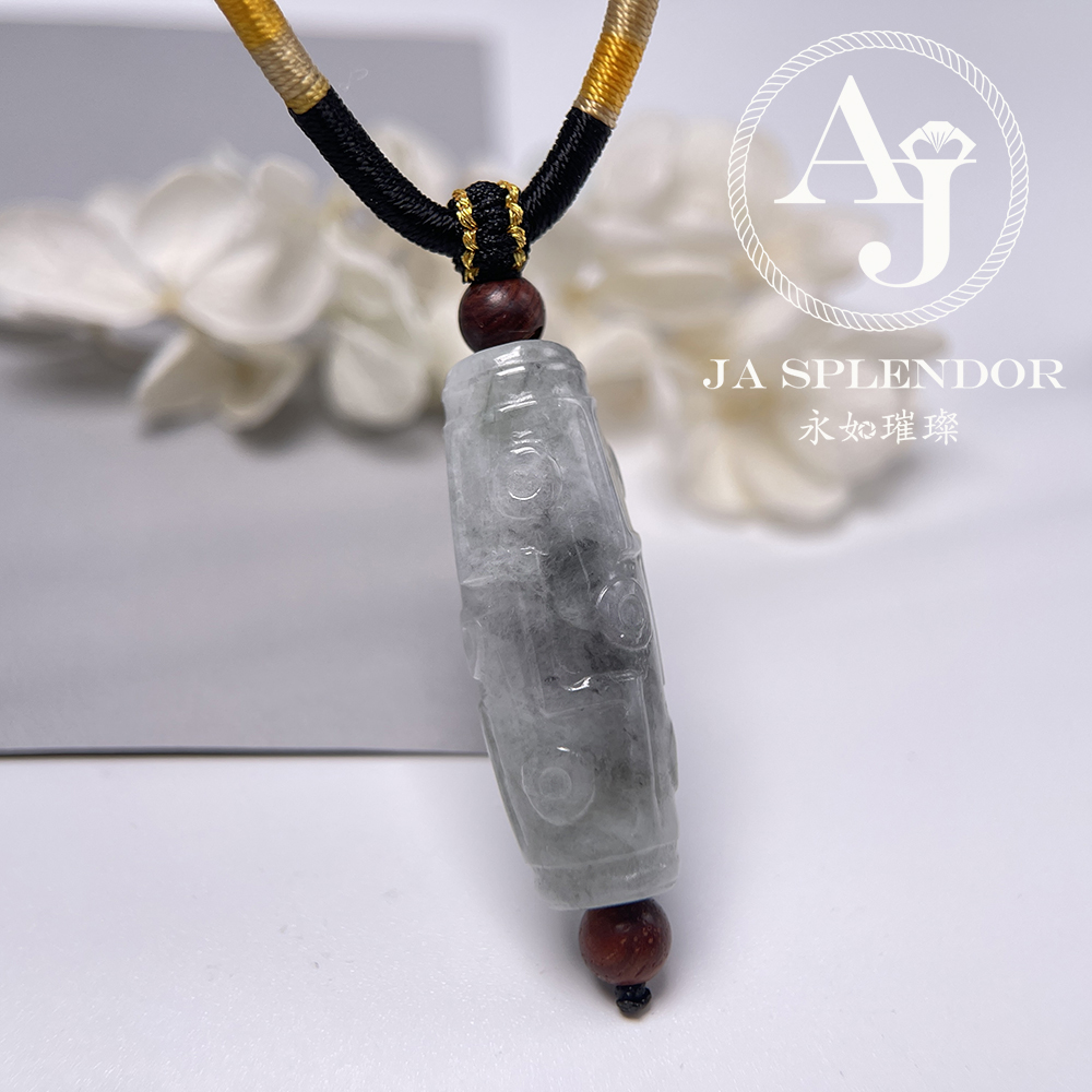 JN-3073，3074 天然翡翠A玉  九眼天珠形路路通