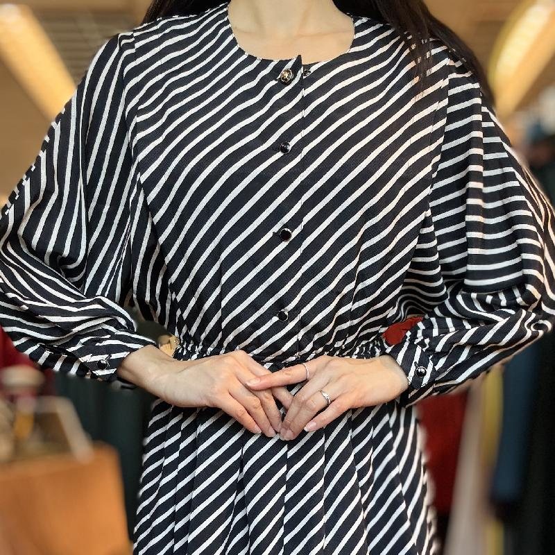 Vintage Black and White Striped Dress (MT2260)