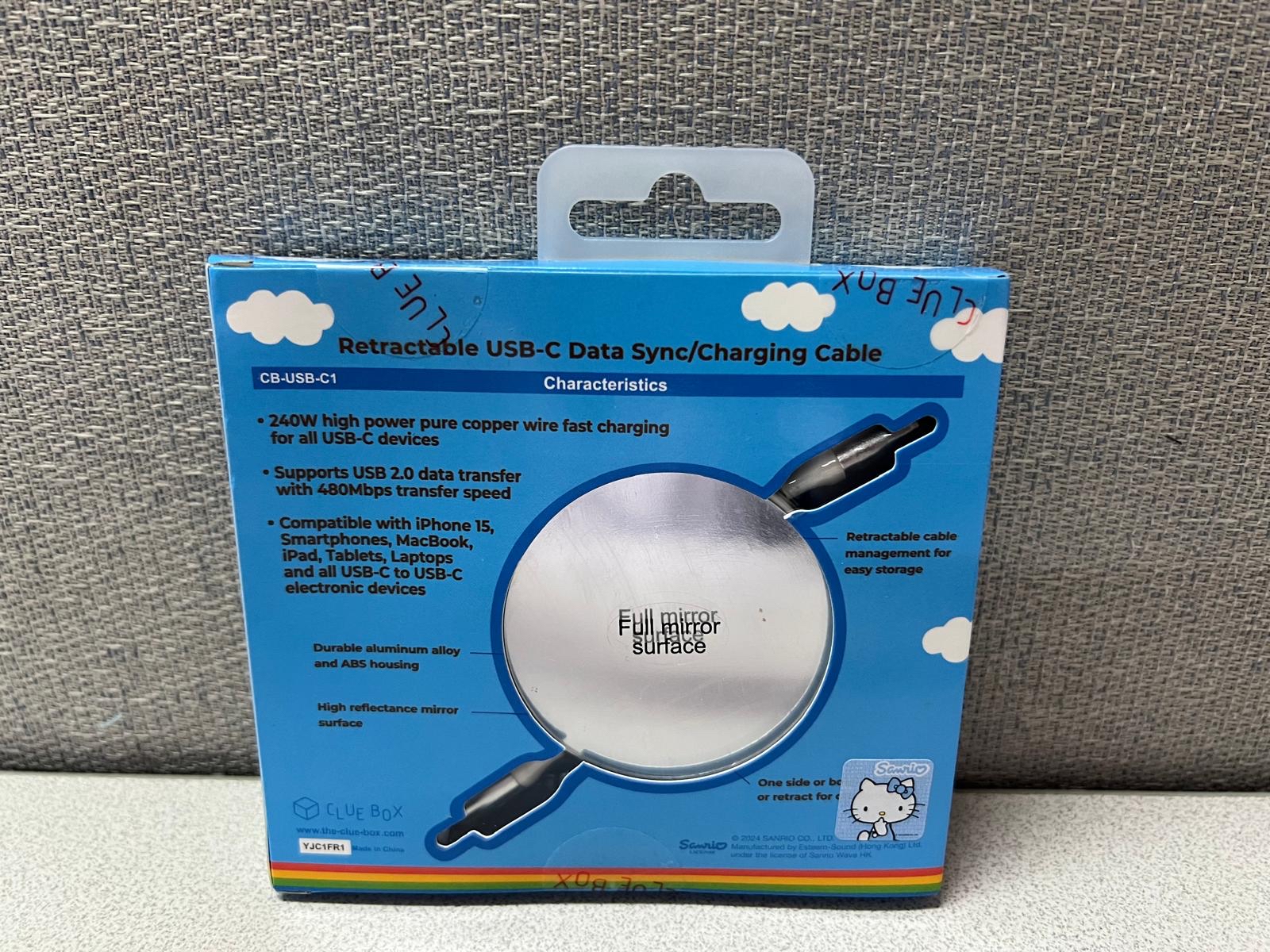 ❣️Sanrio 卡通 自動伸縮USB-C數據充電電線配備Lightning轉換插頭