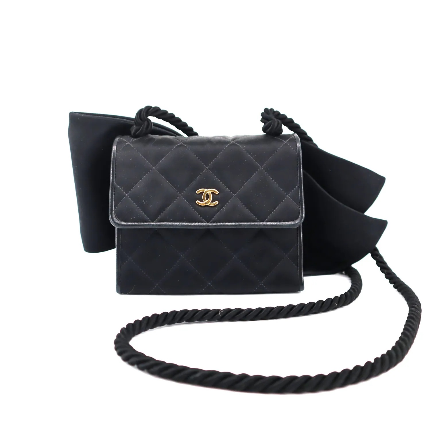 Chanel Vintage Satin Bow Evening Bag