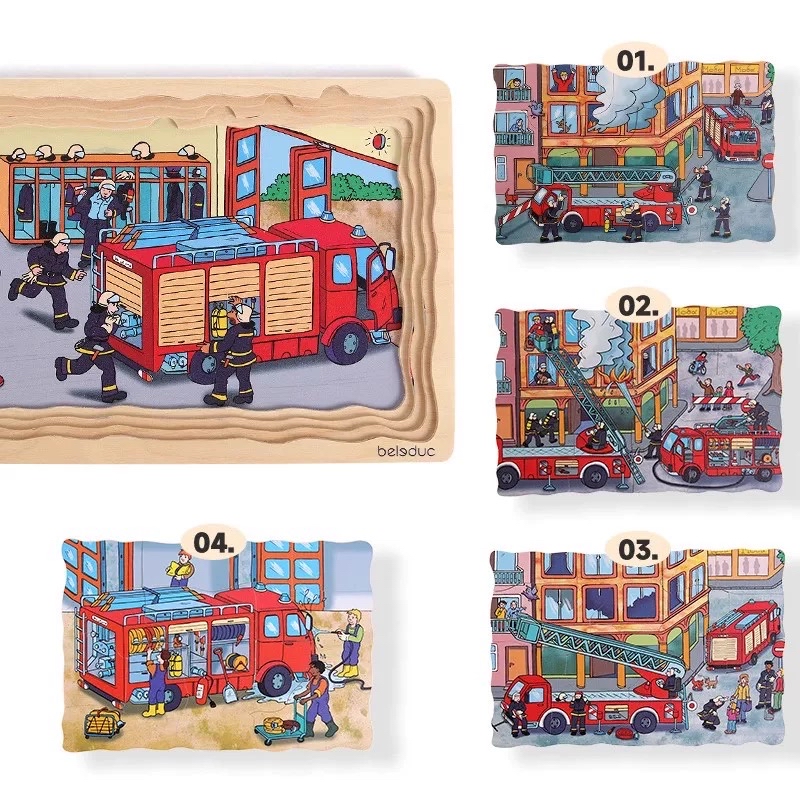 (F0640) Beledue多層拼圖5in1Puzzle(Fire brigade)