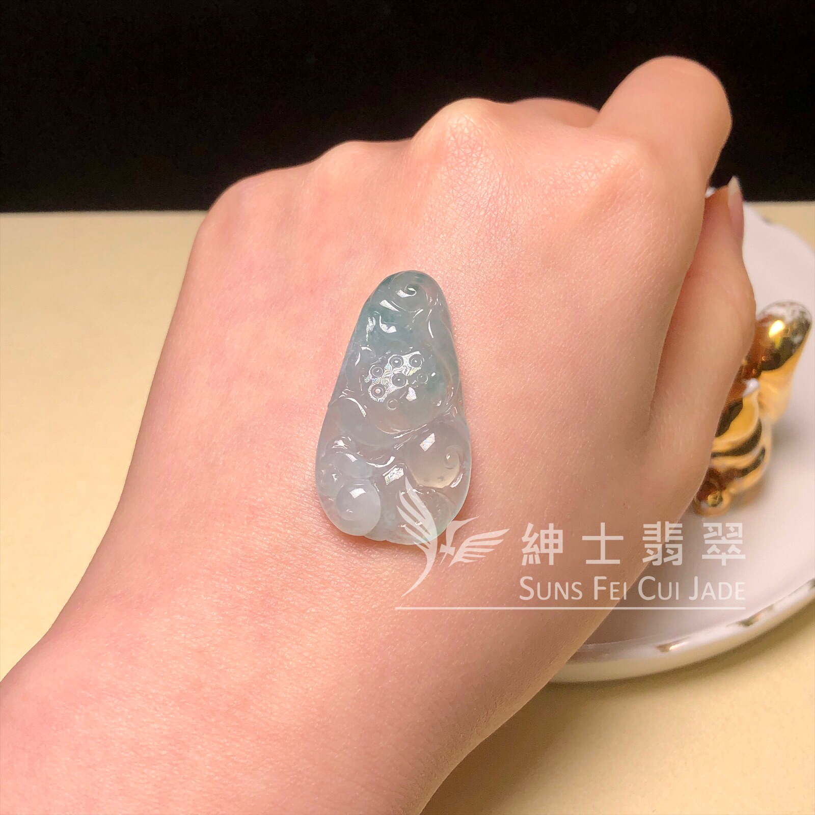 YK00646  糯冰蓮花吊墜