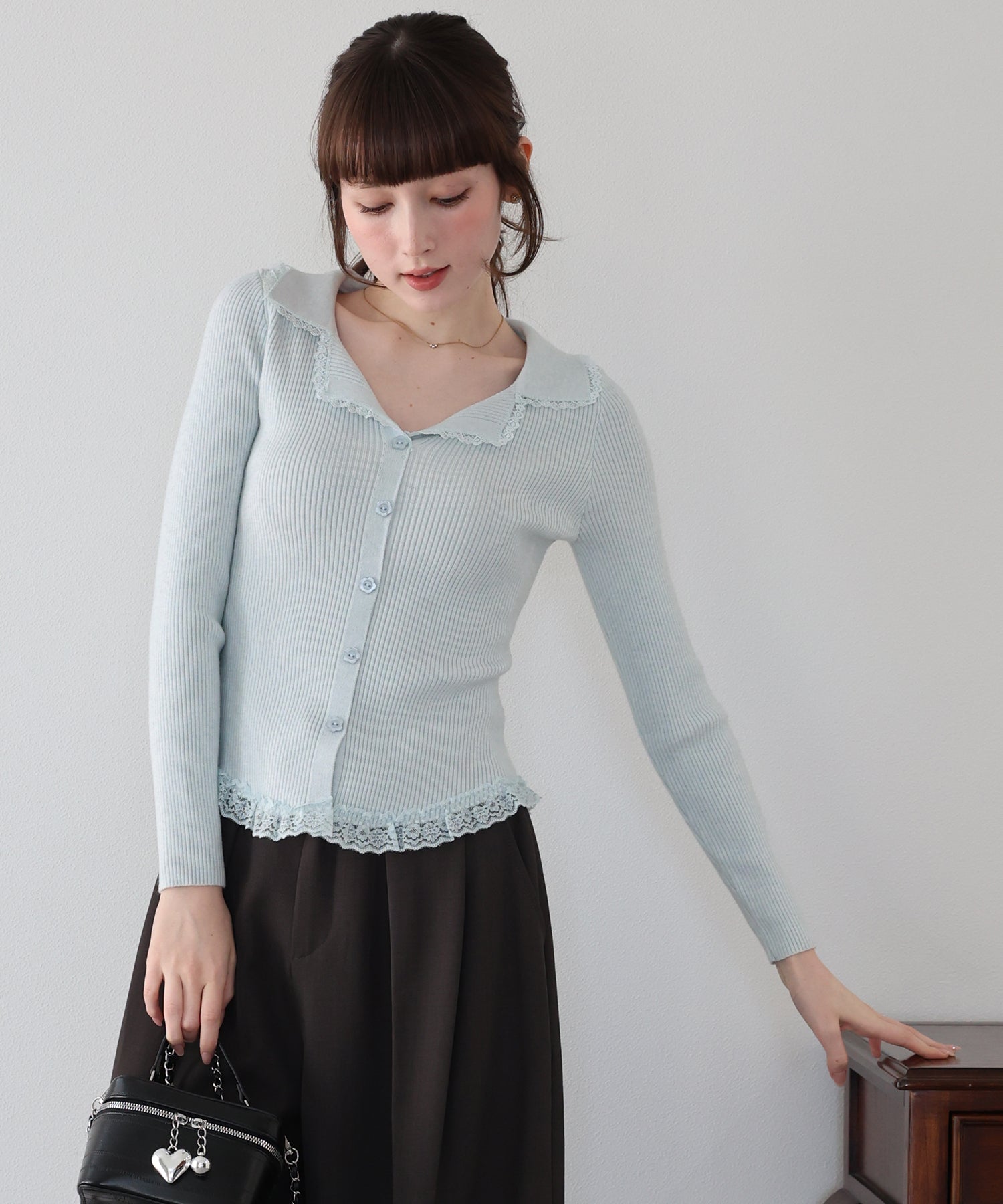 🌸精緻滿分! <JP> Flower Button Lace Collar Knit * 3色入 <預購>