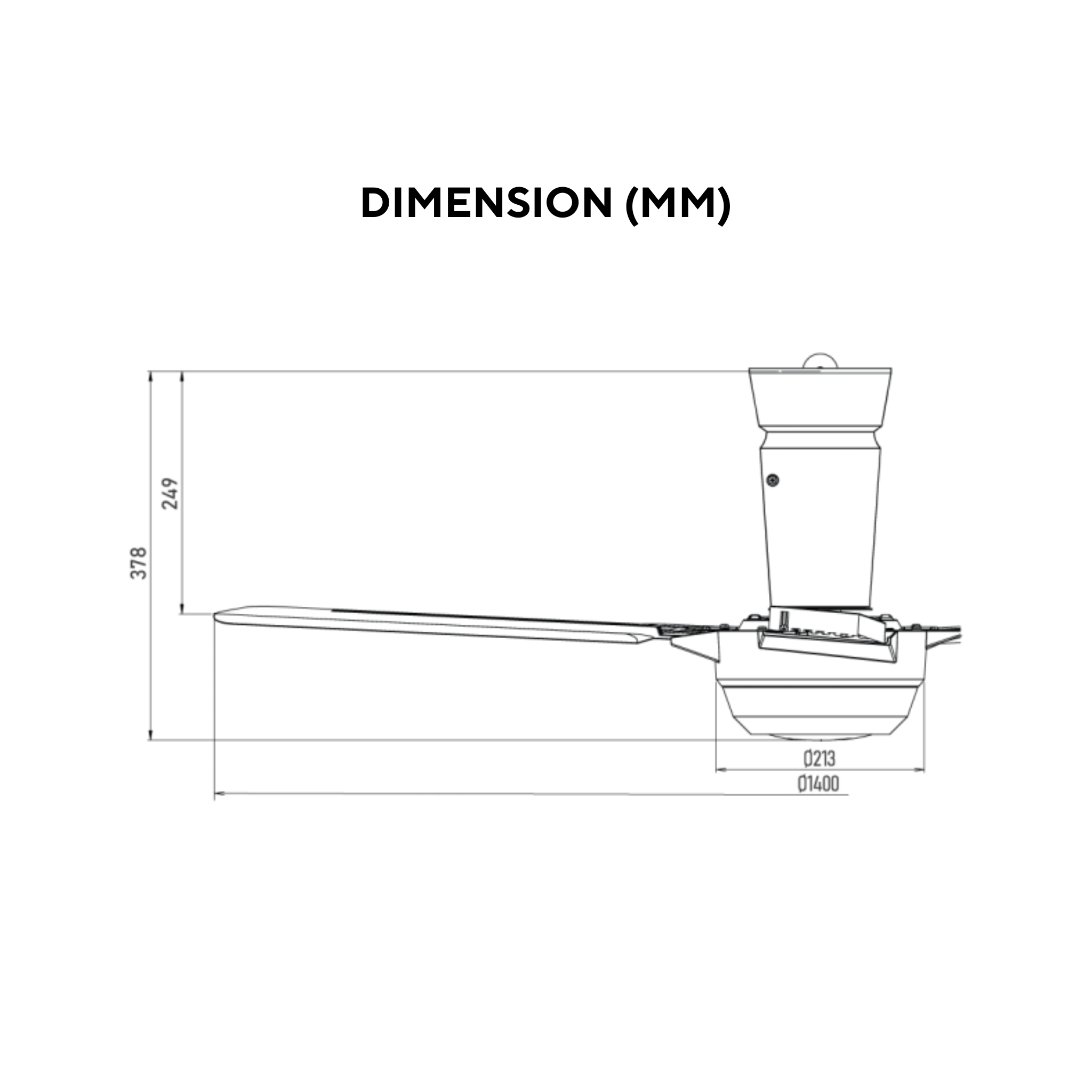 KDK 56" 3-Blade Remote Ceiling Fan K14KF-GY (Grey - Short Pipe)