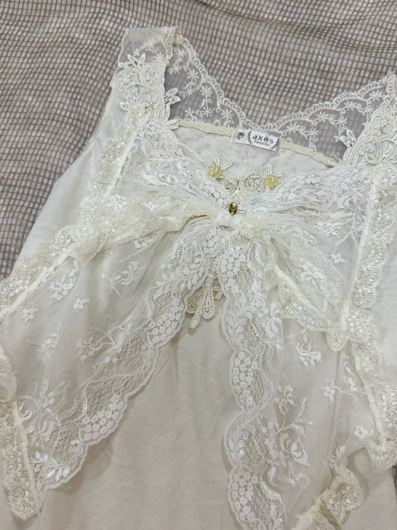 Axes Femme Dollcore Big Bow Layered Lace Hem Tunic Tank