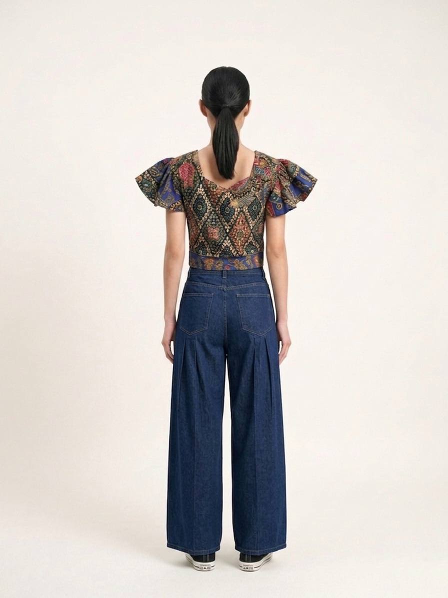T2347 - Batik Buttoned Crop Top 