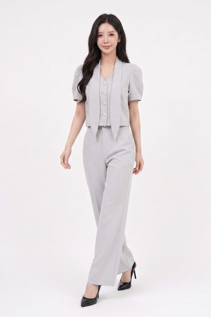 2151BB Elara Pearl Tie-Neck Blouse