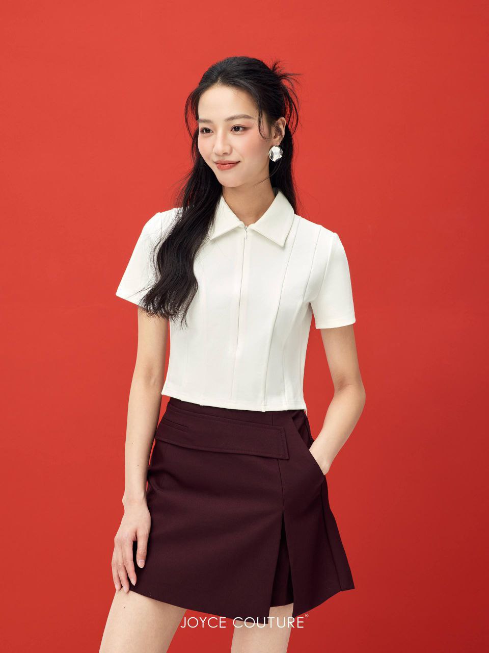 不对称腰带裤裙 P0451