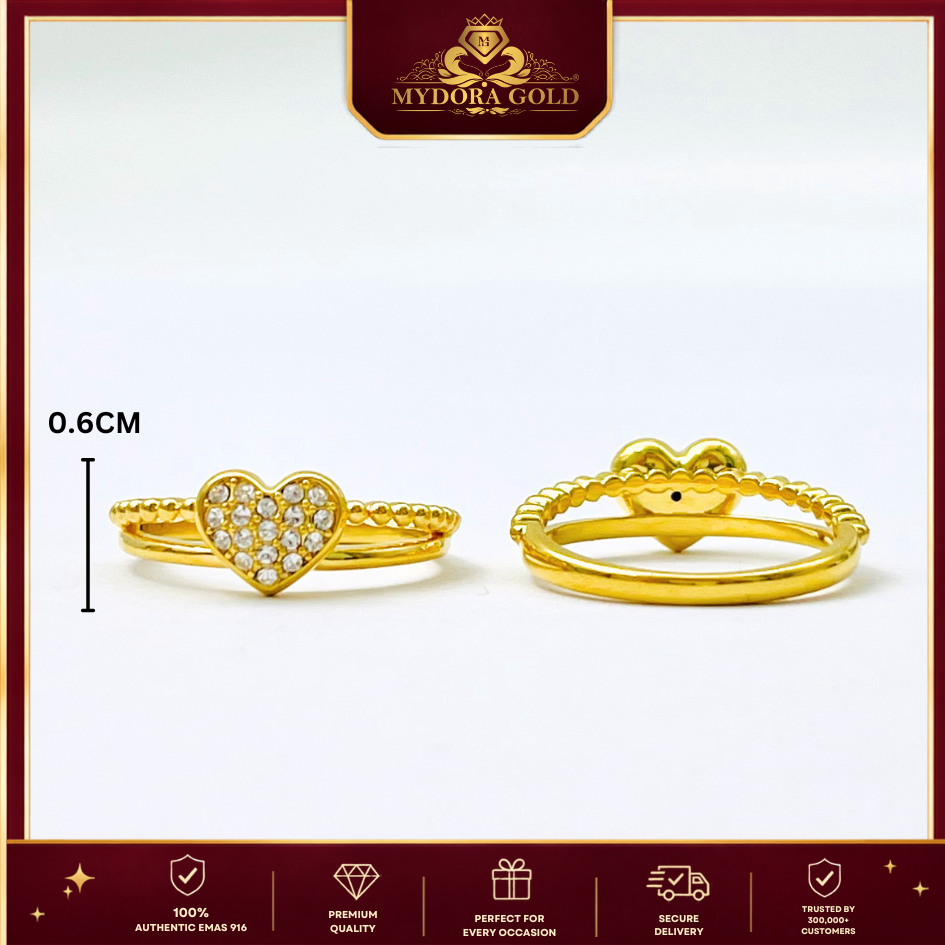 MYDORA Cincin CZ Love Minimalist (5G) l EMAS 916/22K