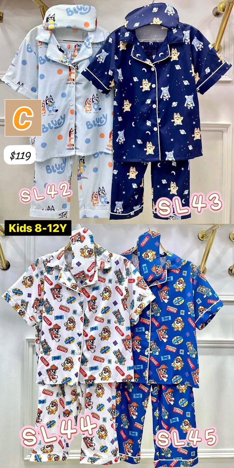 C-2604-泰國直送真絲睡衣兒童版-6月初到