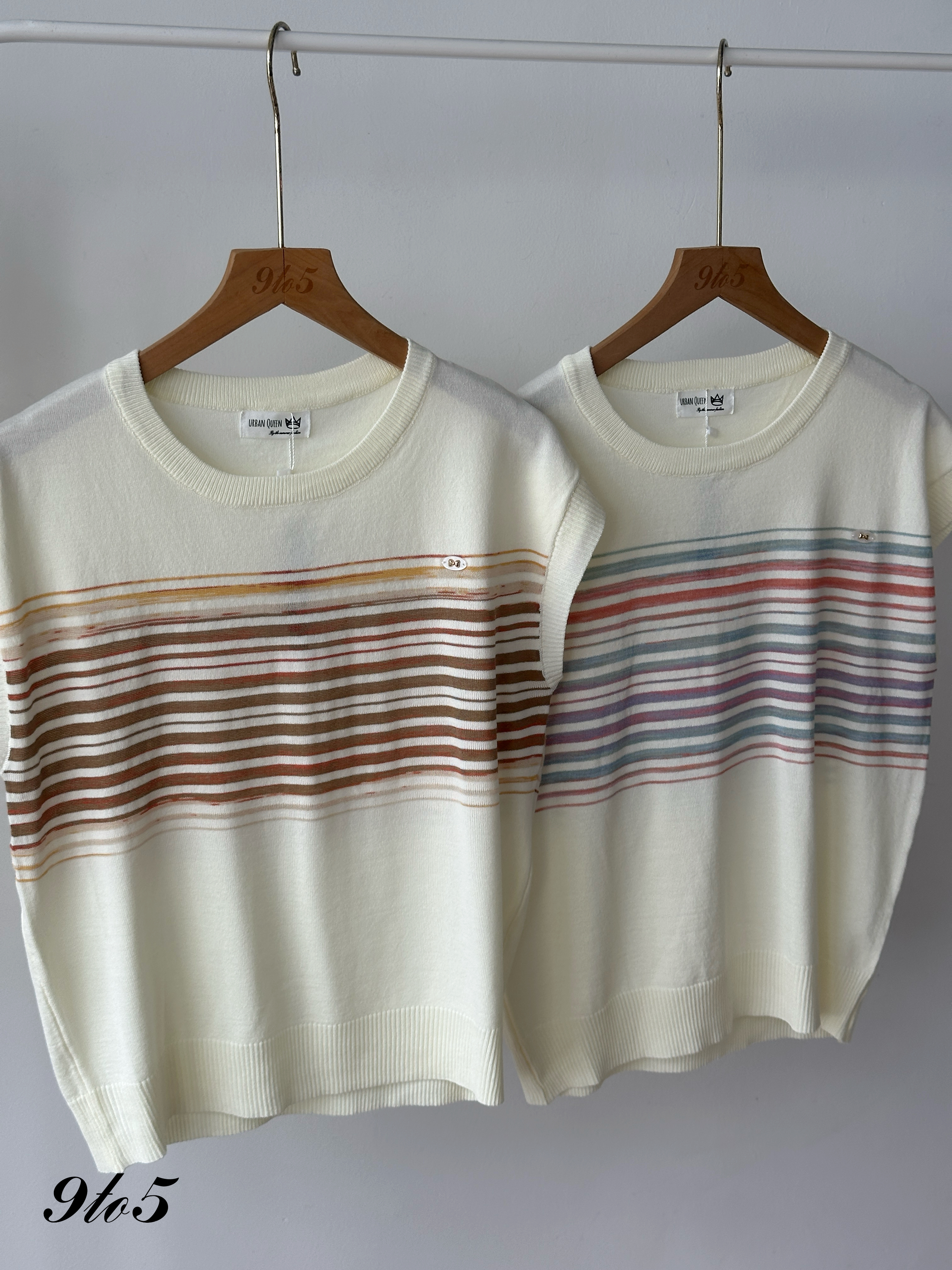 T4330 Contrast Stripe Knit Top - 4 Colors 