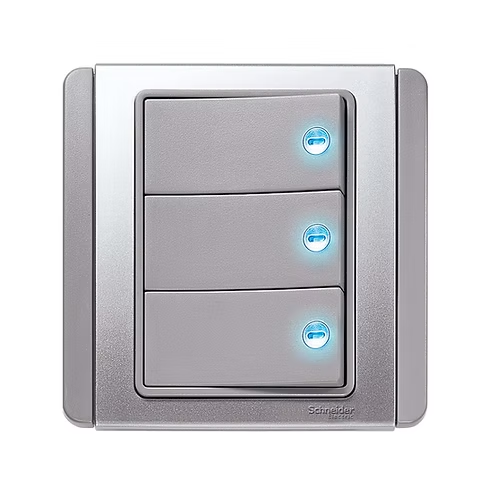 施耐德 NEO 銀灰 3位雙控 帶指示燈 開關掣