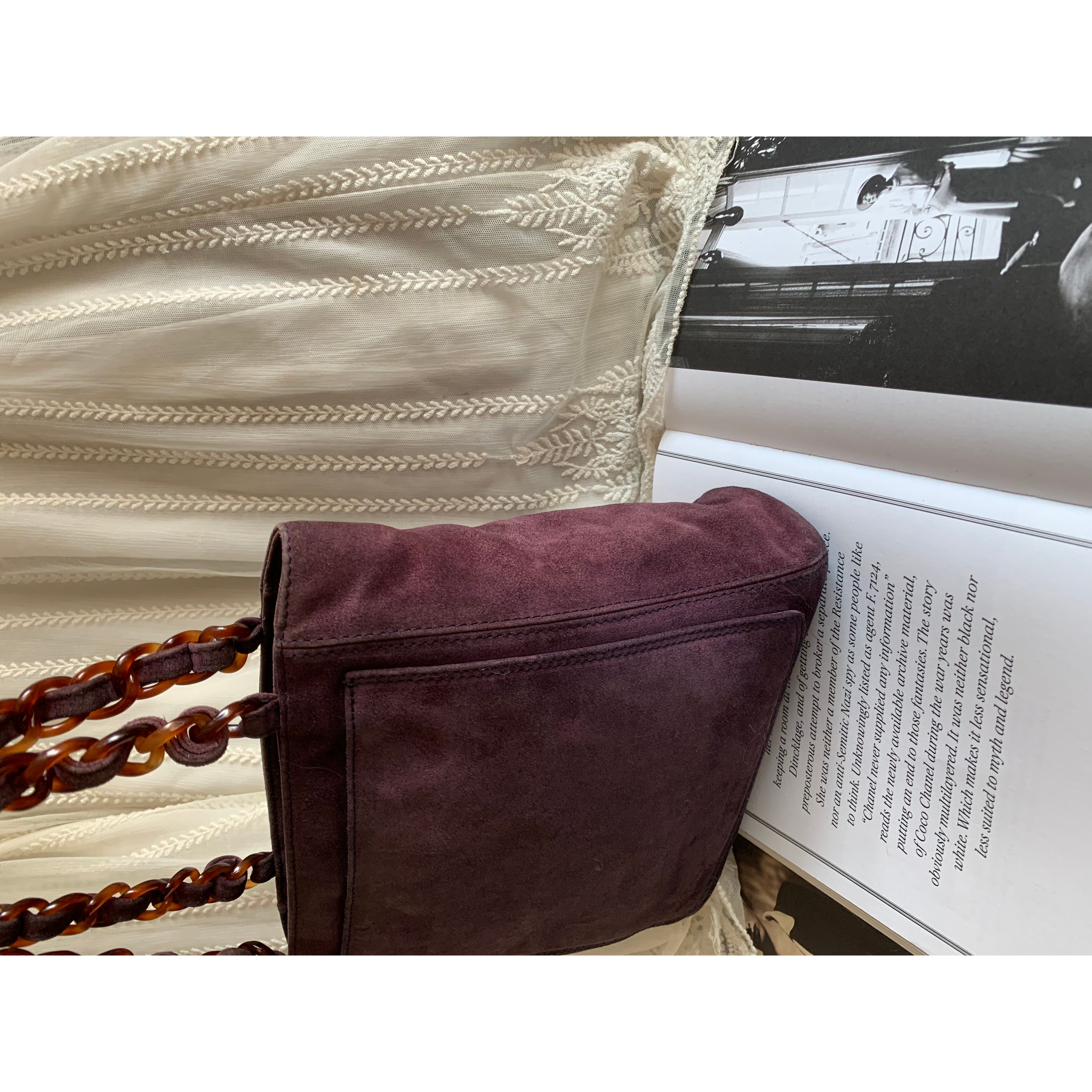 【CHANEL】97-99 vintage purple suede Tortoise★トートバッグ 97-99 vintage chanel purple suede Tortoise Shell Style Strap