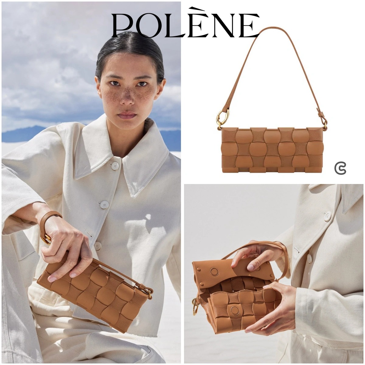 POLENE Neiti 皮革編織手袋