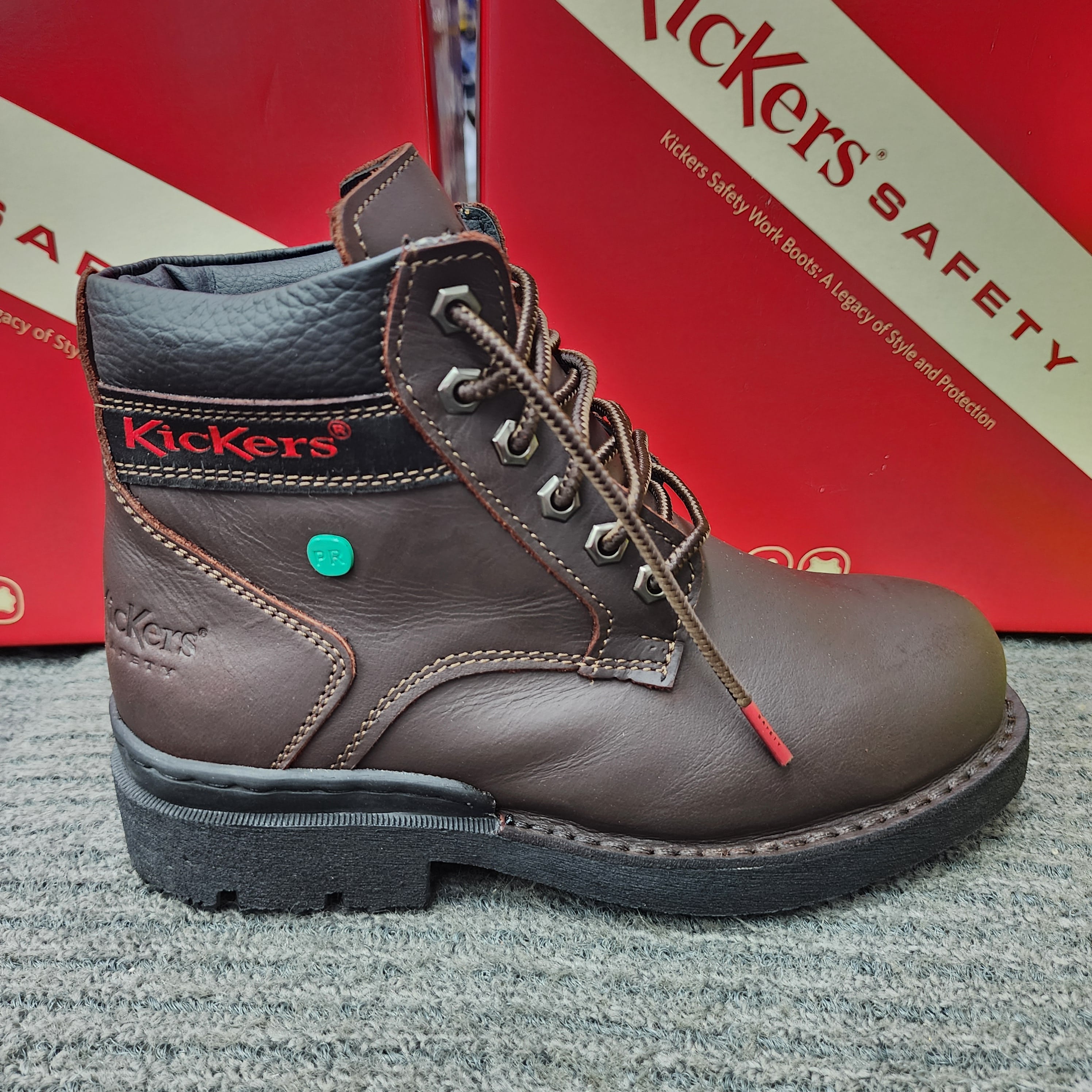  ️KicKers Safety Shoes KK 602 SIRIM DOSH Mid Cut Lace Black Cherry Steel Plate Toe Cap Kasut Keselamatan