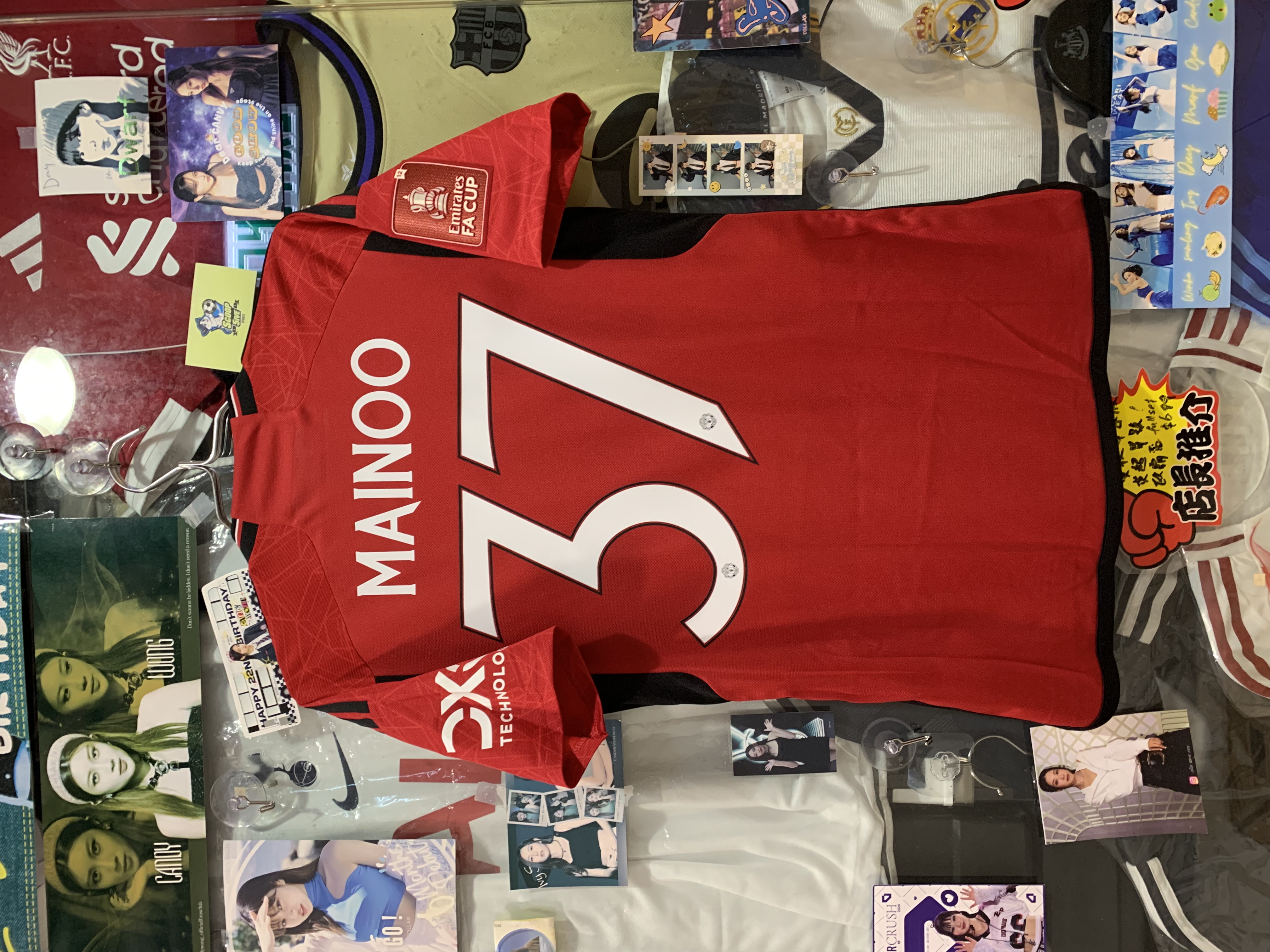 2023-24 曼聯 主場 球迷版 短袖+盃賽字+足總盃12次章+決賽對賽日期 足總盃決賽fullset 亞洲碼
