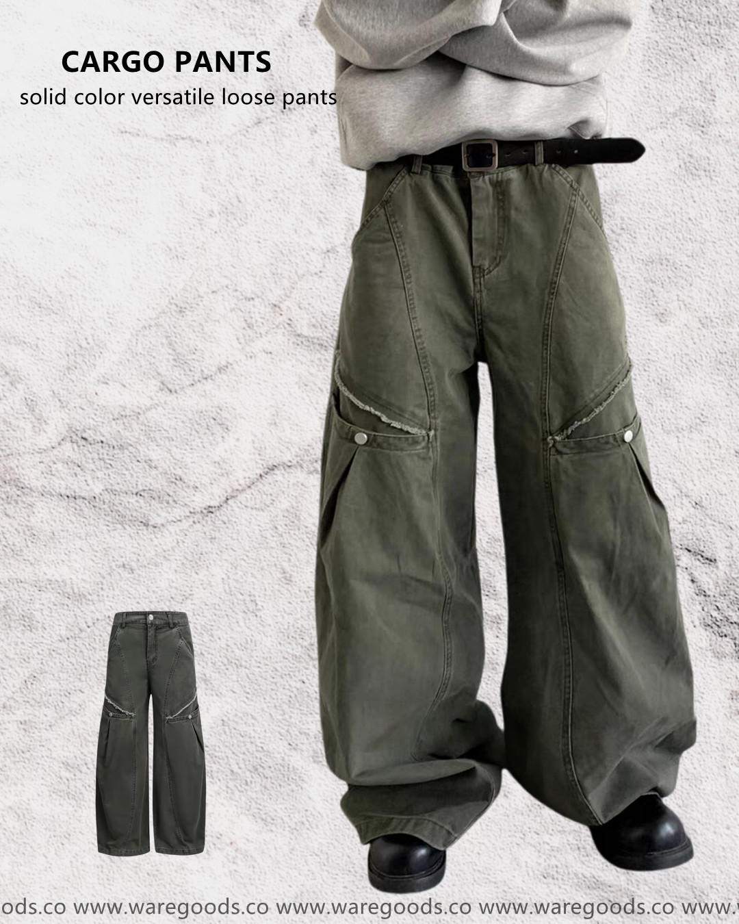 W216 美式鬆身直筒工裝褲