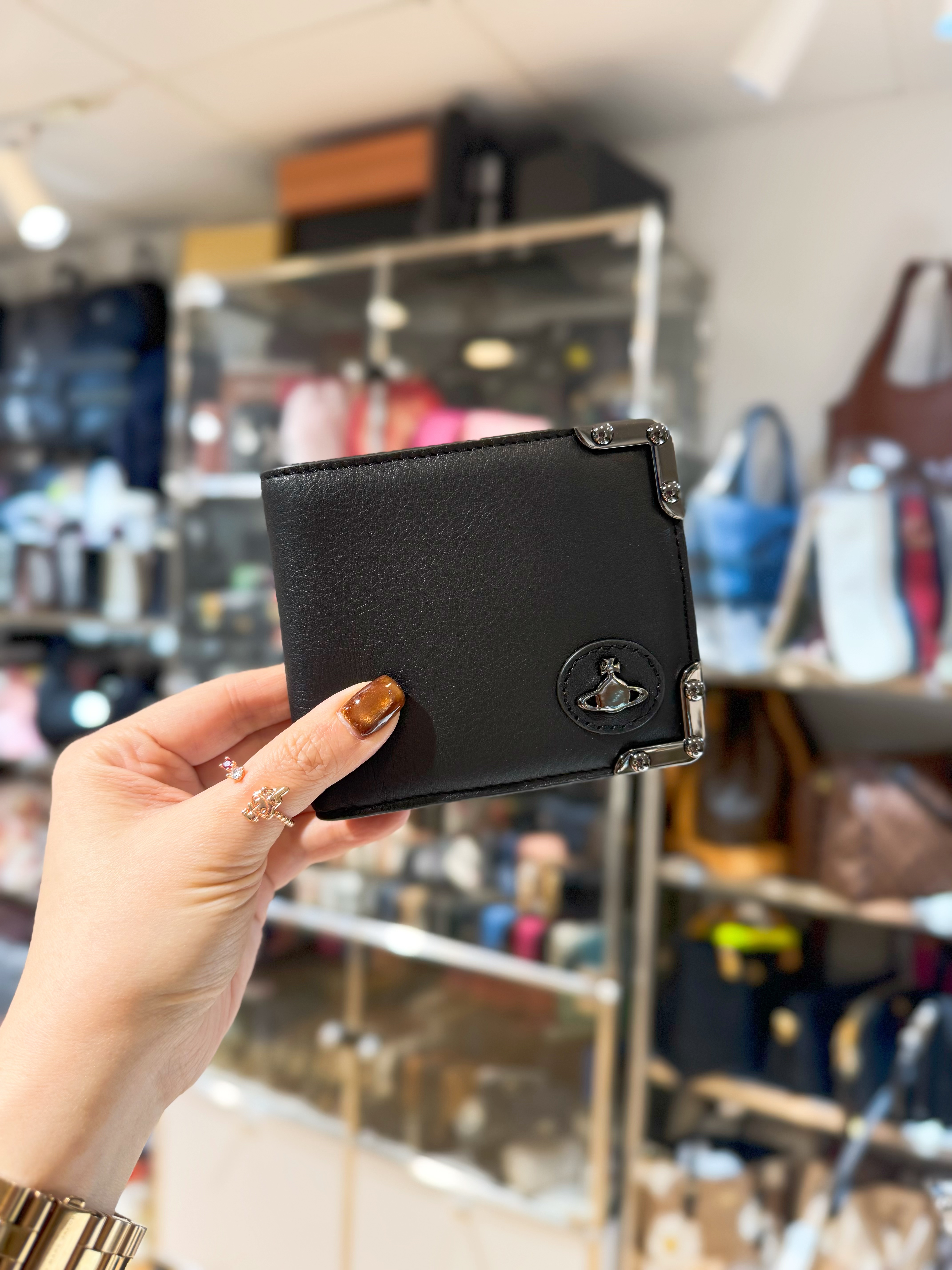 VW bi fold wallet 738/metal corners/blk