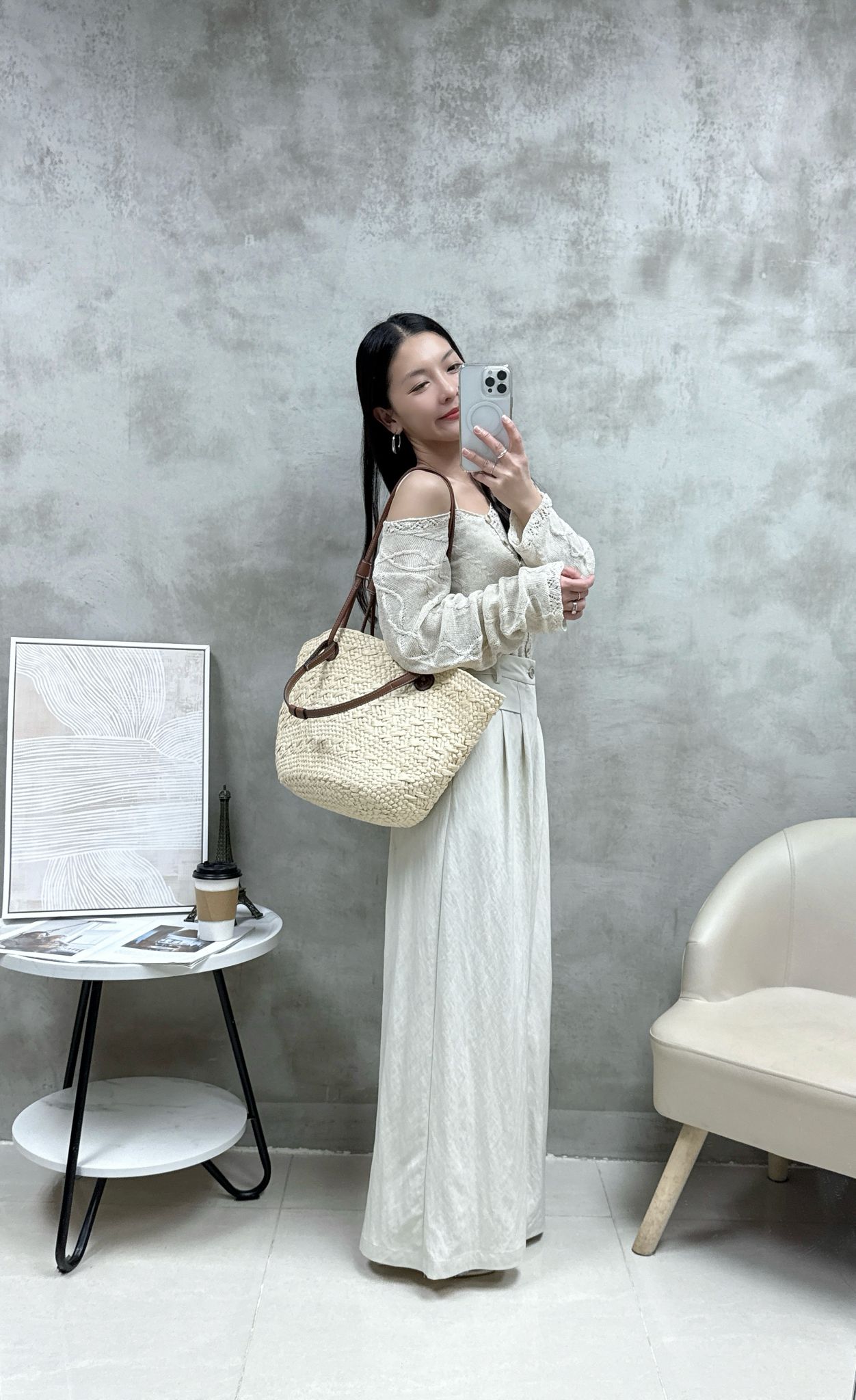 C10 恤衫棉打褶闊褲