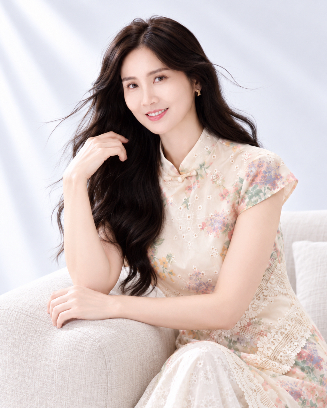 5152 Solara Flower Lace Cheongsam Dress