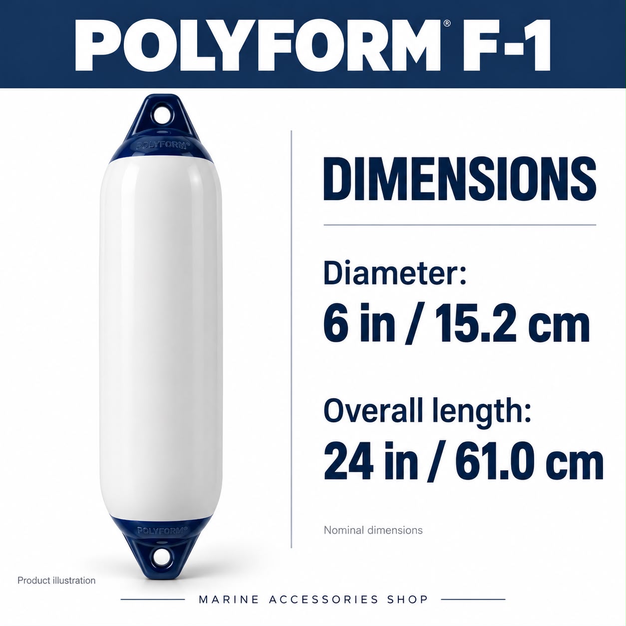 Polyform USA Fender F1 6”x 24”