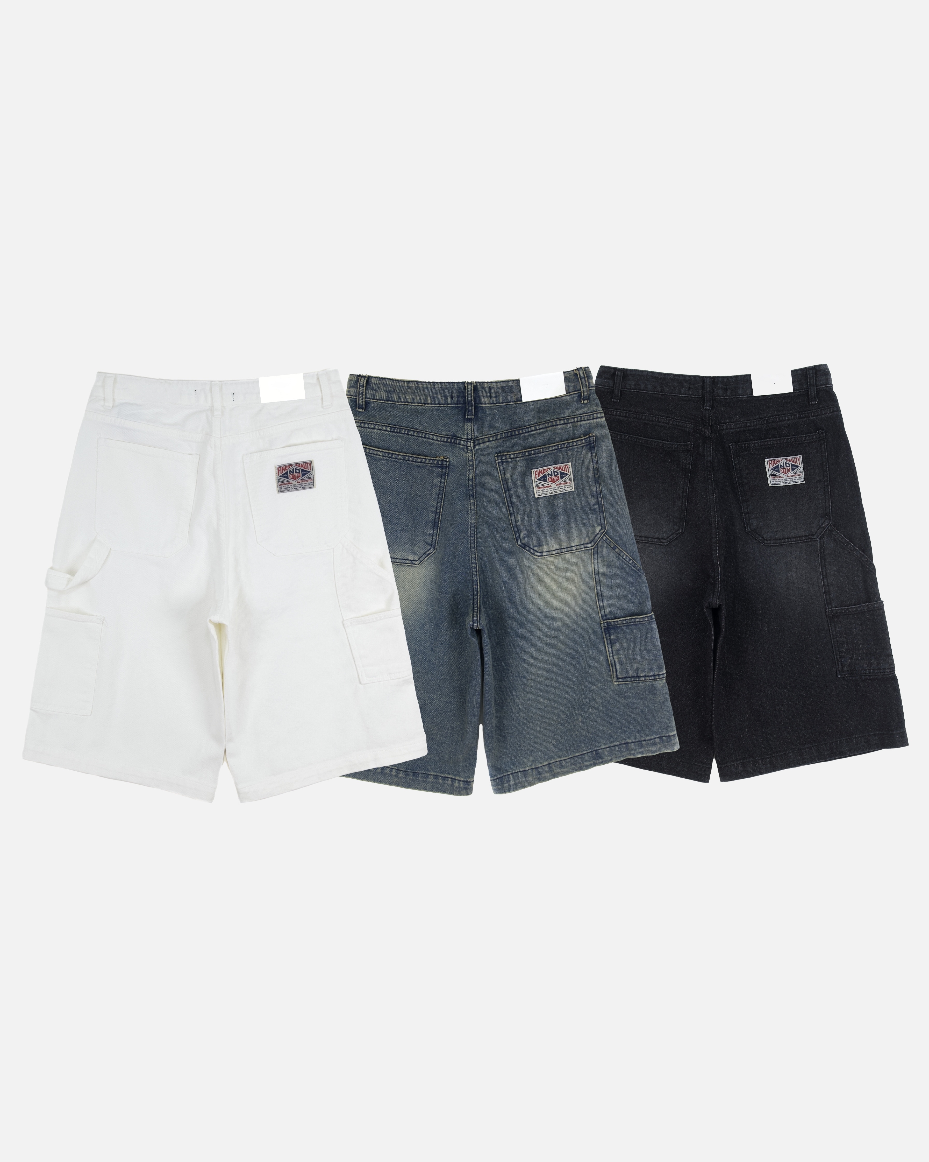 Washed Cargo Denim Bermuda Shorts
