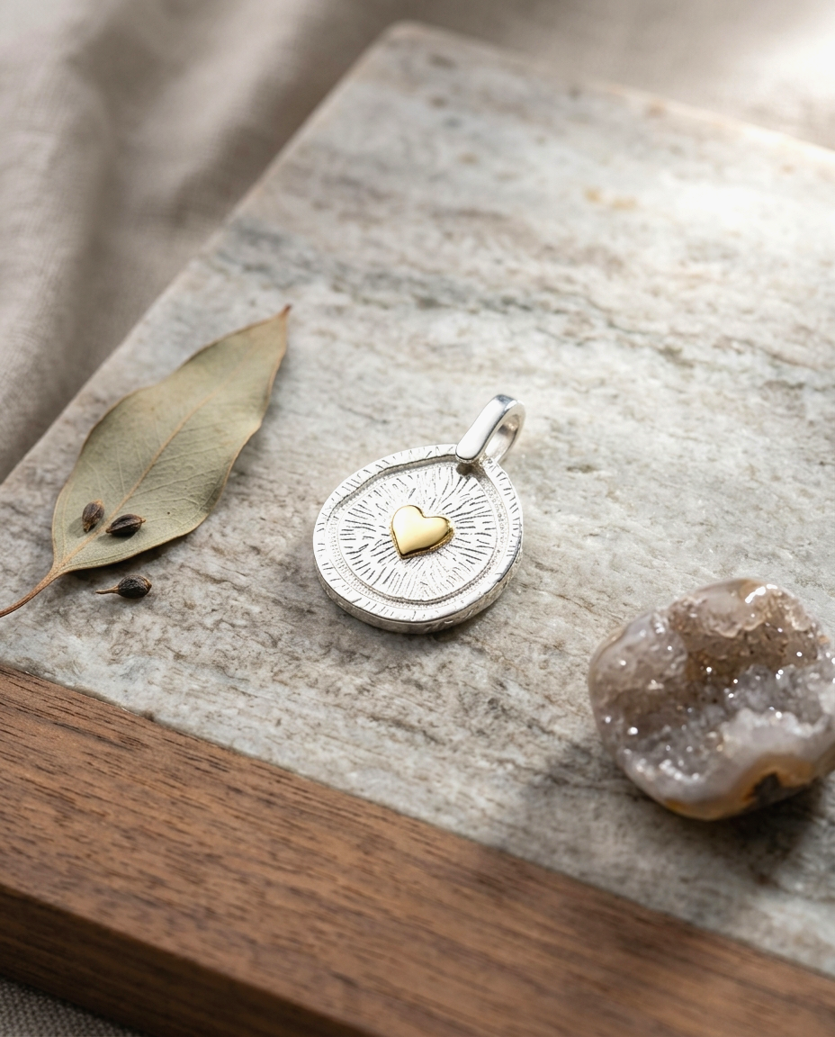 S925 -EP0025 Oval with Yellow Heart Pendant