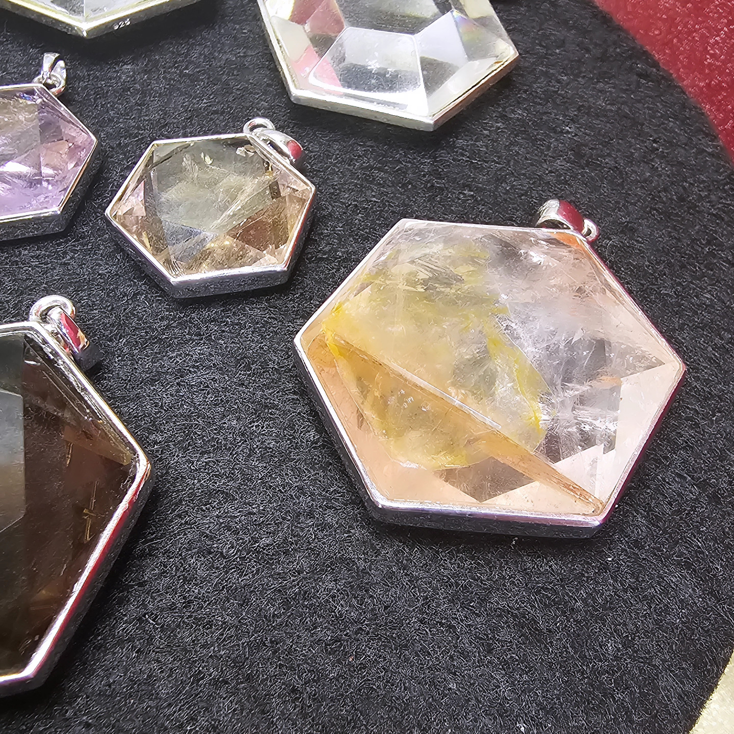 錦鯉膠花水晶六芒星925銀大衛星