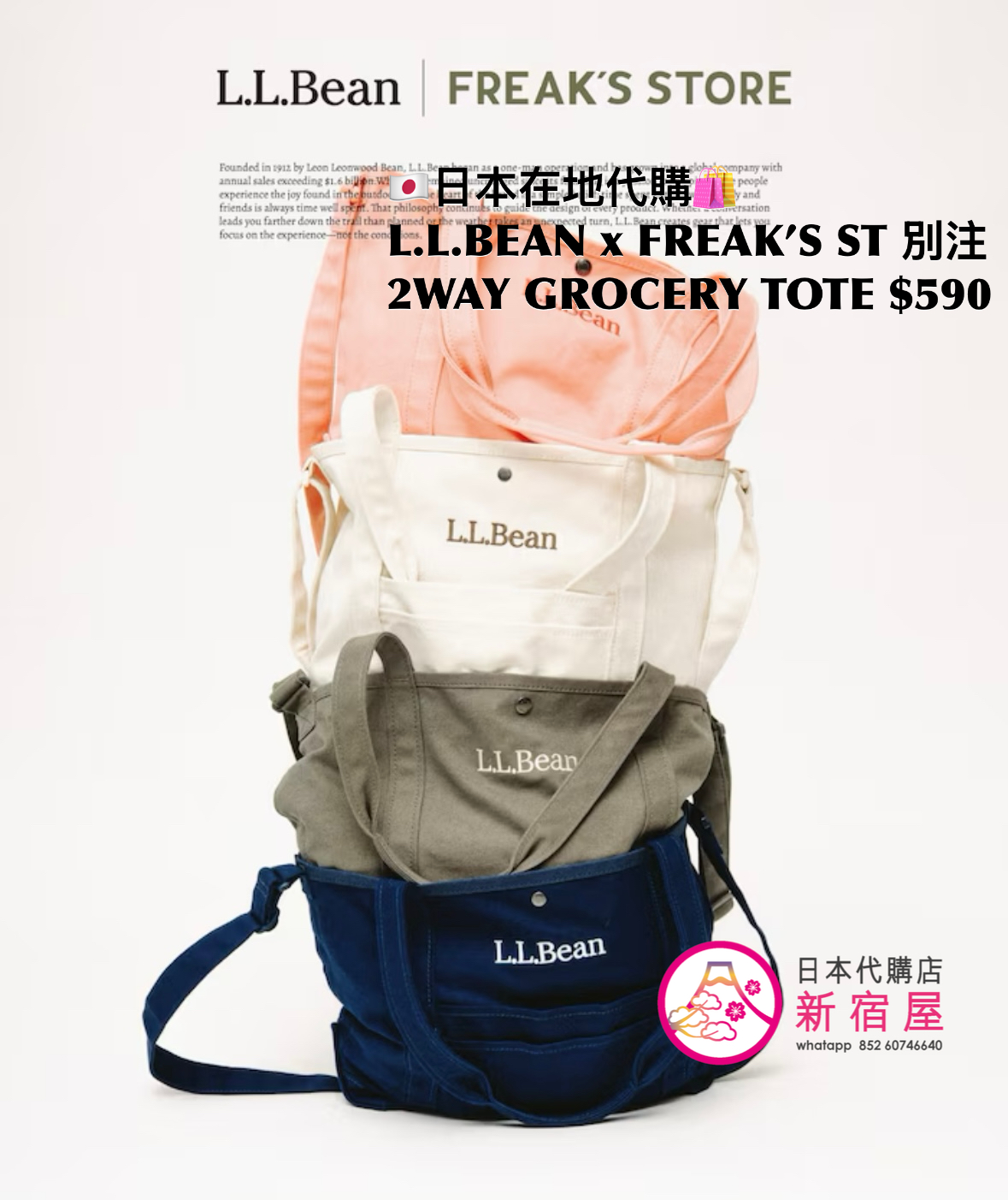L.L.BEAN x FREAK’S STORE 別注 2WAY GROCERY TOTE