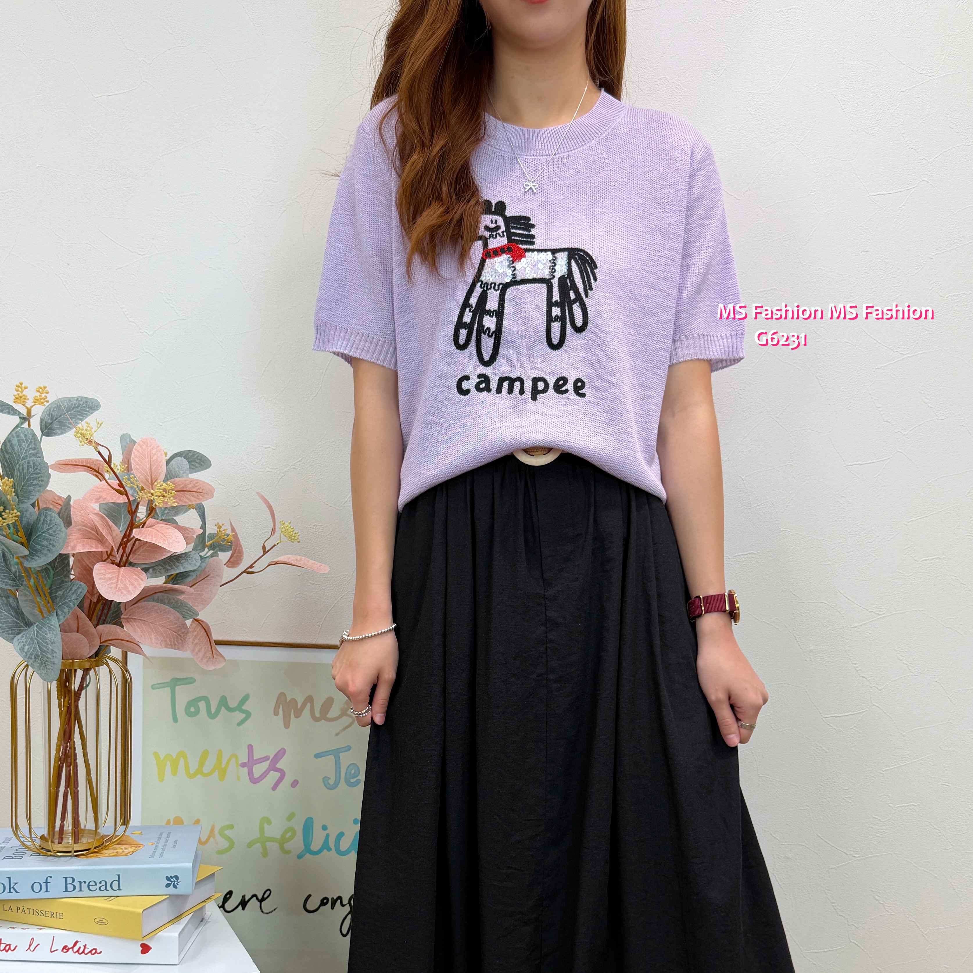 G6231 韓國🇰🇷珠片馬仔針織top