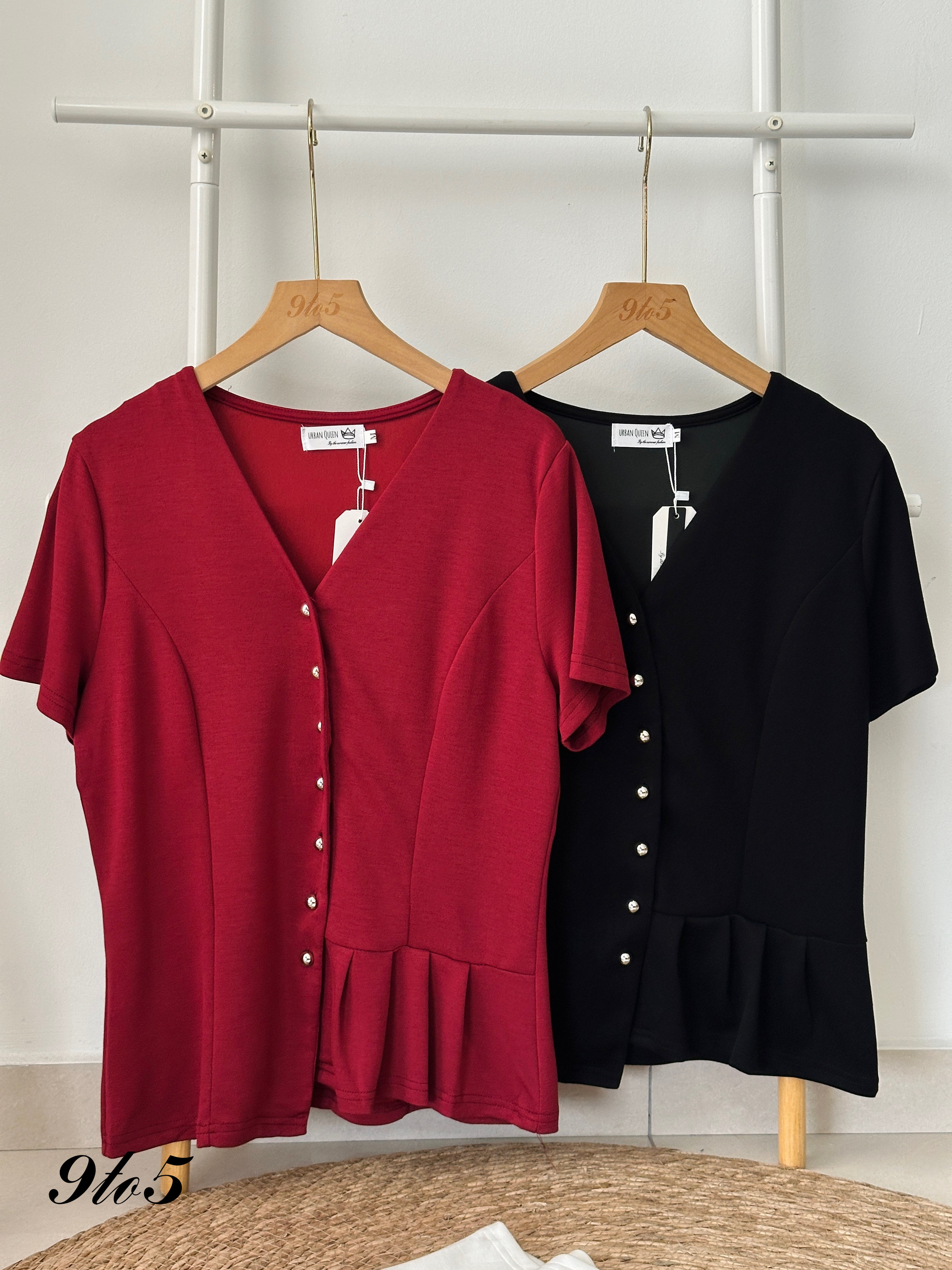 T3944 V Neck Side Pleated Top - 3 Colors