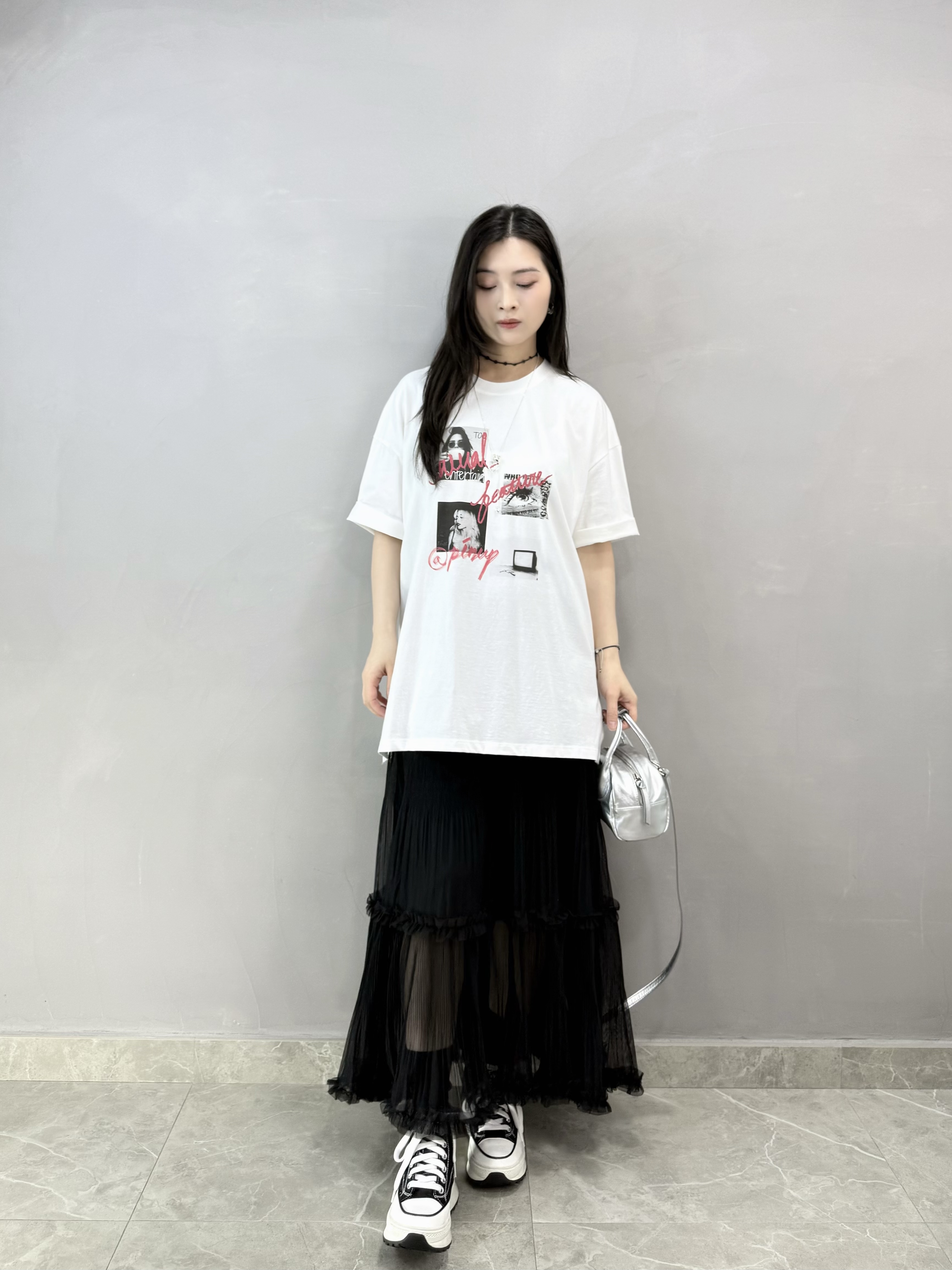 I68 Ruffle邊暗紋裙