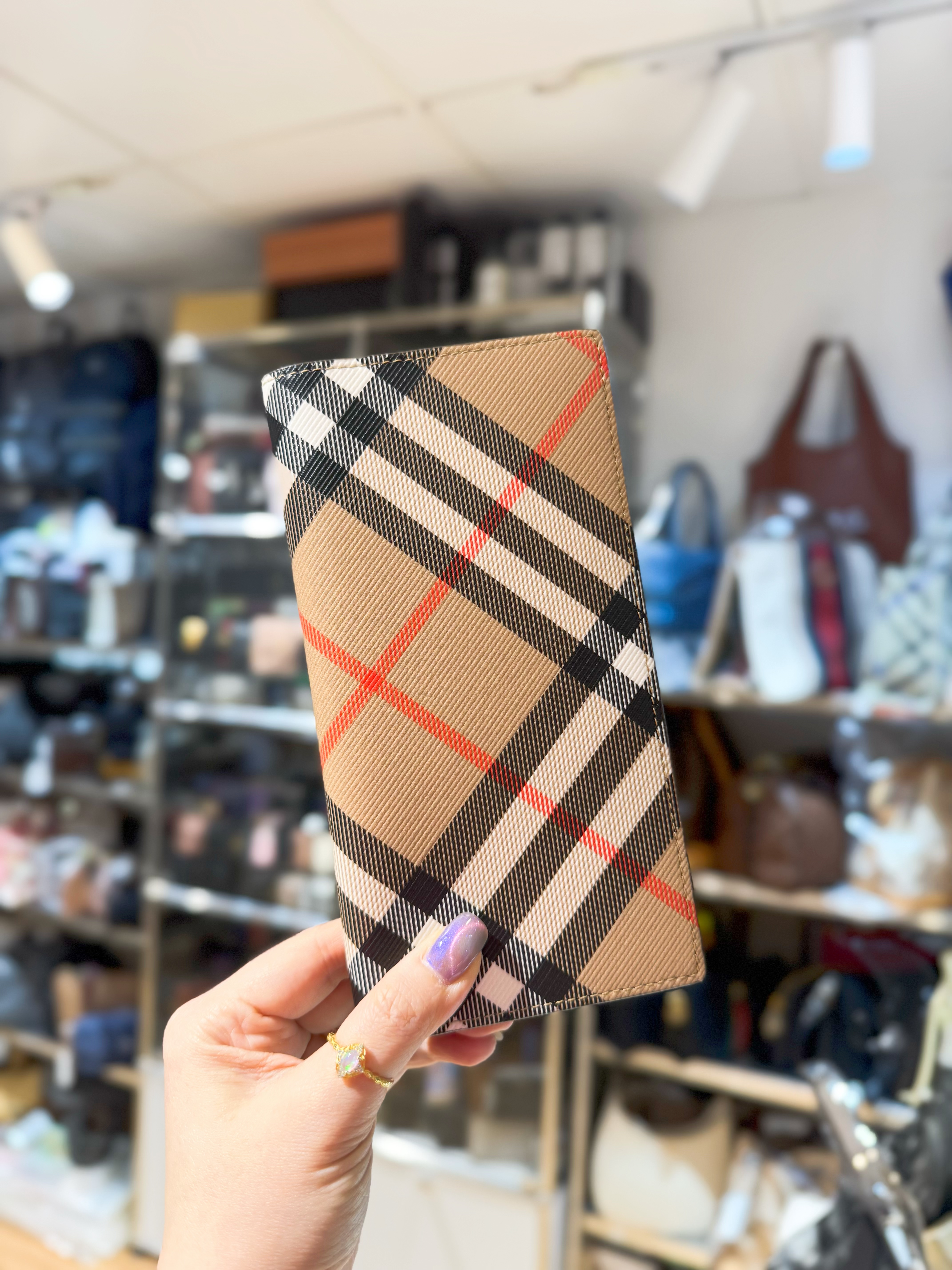 Burberry slim long wallet check