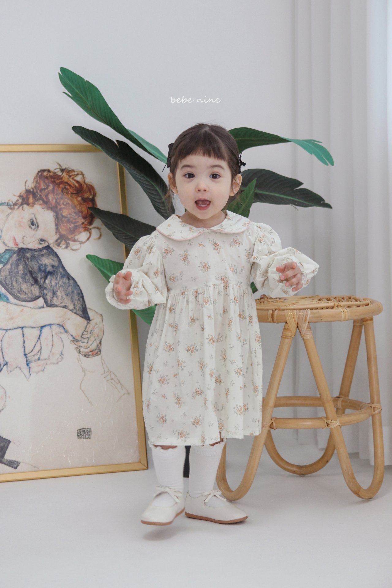 🌸預訂 韓國直送🌸🇰🇷Bebenine兩色翻領碎花長袖連身裙