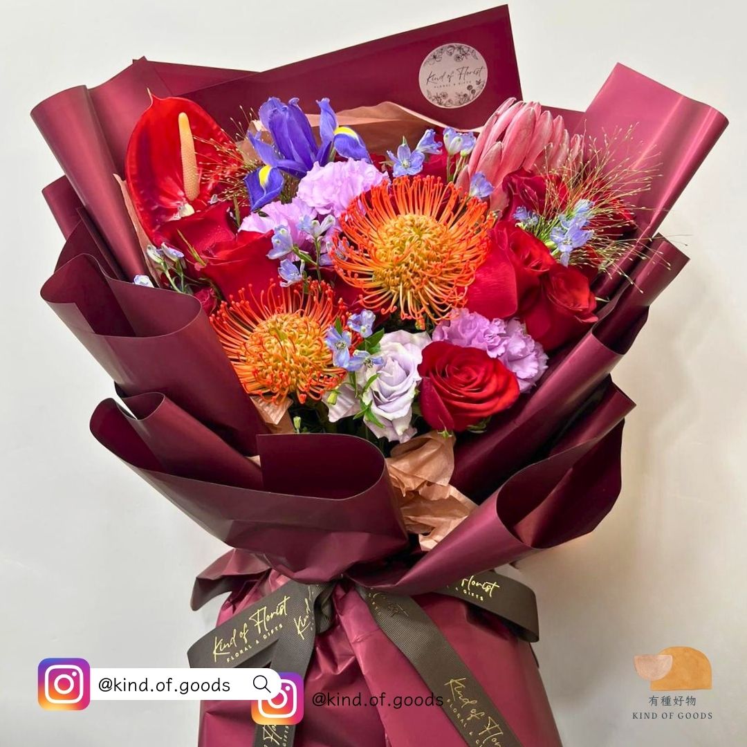 皇后花紅掌花束