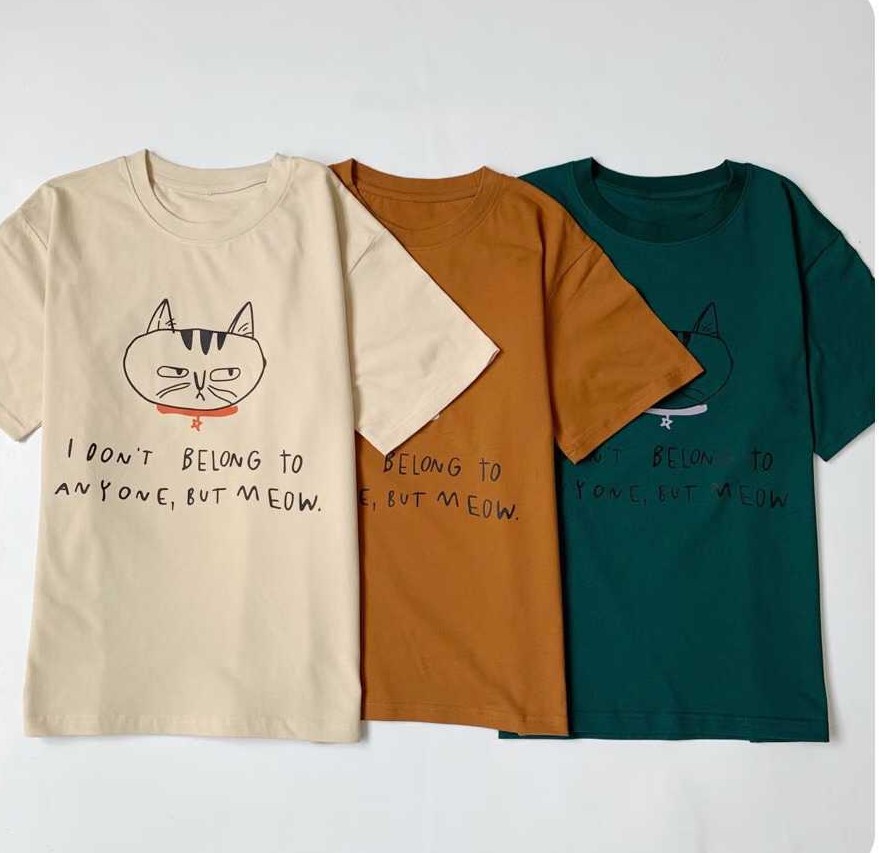 預訂 貓咪MEOW圖案短袖Tee [貨號26A548]