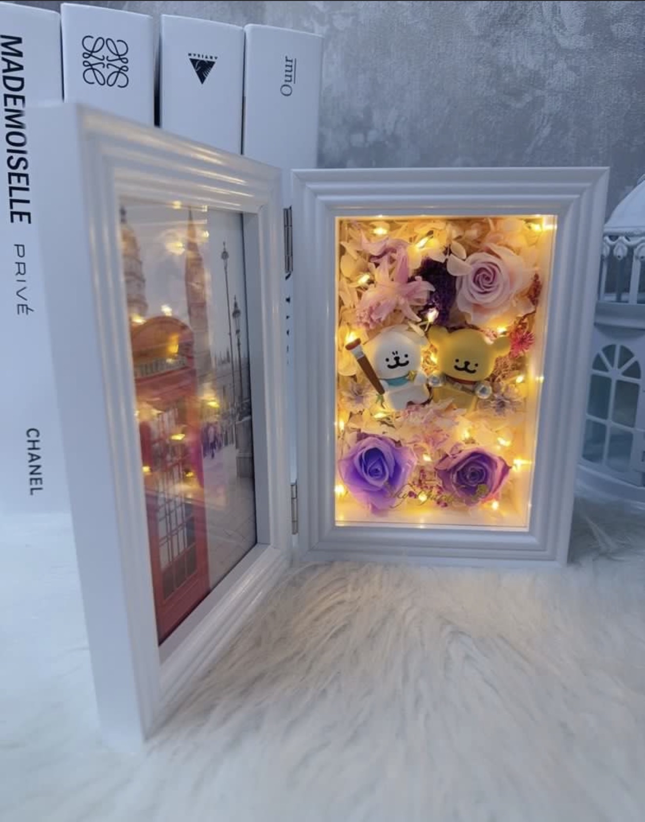 線條小狗永生花4R相架