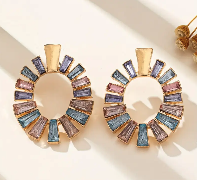 Three-Color Water Drill Earrings