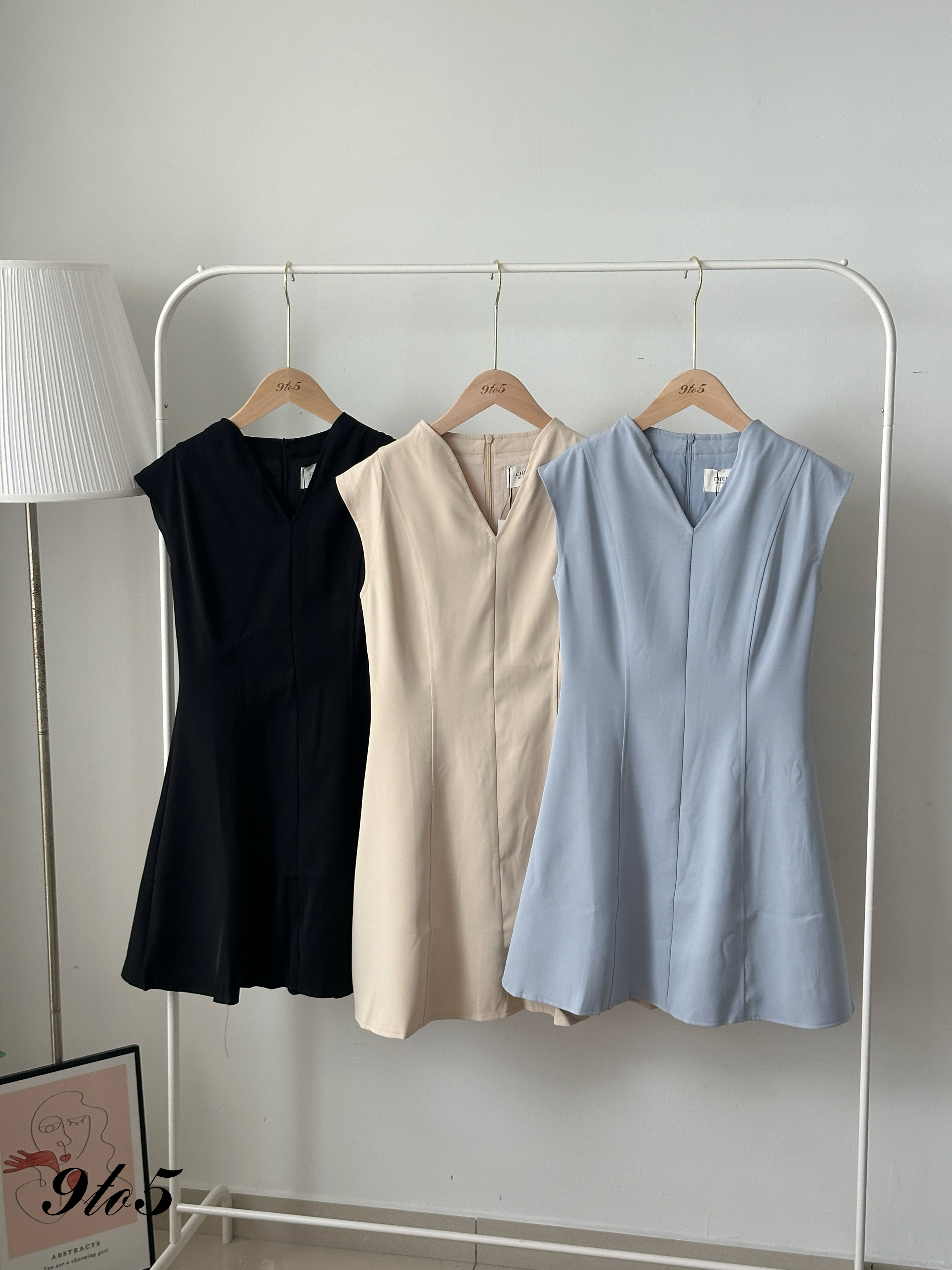 D2354 Cape Sleeve V Neck Dress - 3 Colors 