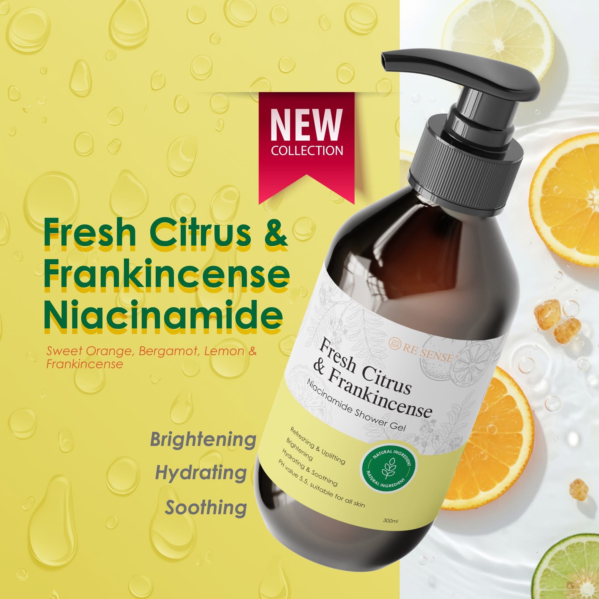 Fresh Citrus & Frankincense Niacinamide Shower Gel (300ml)